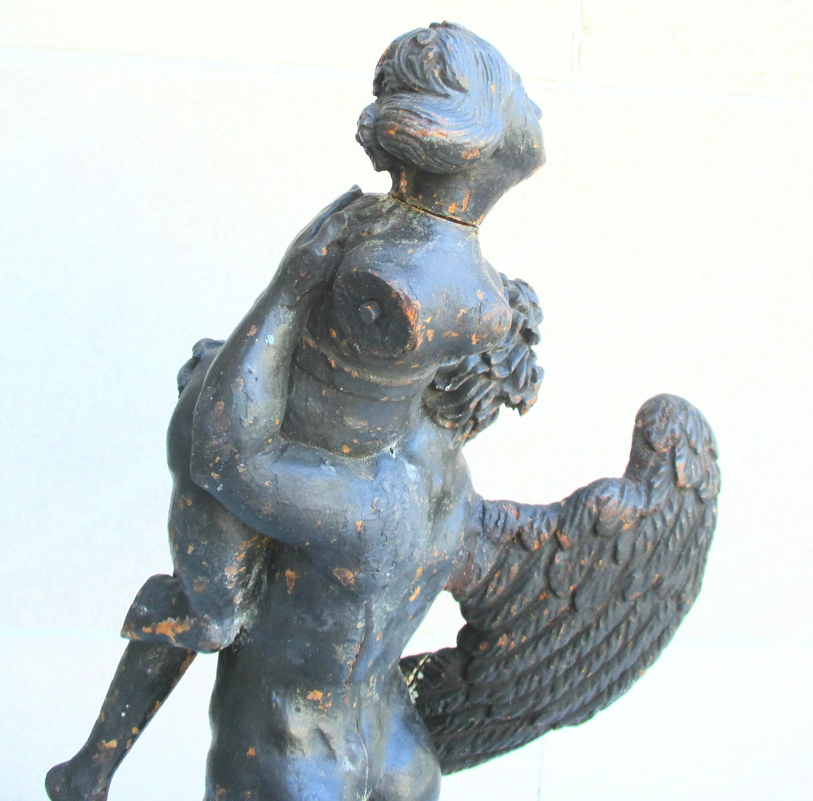 Antique Wood Carving of Lydia and the Swan 17th Century - 5