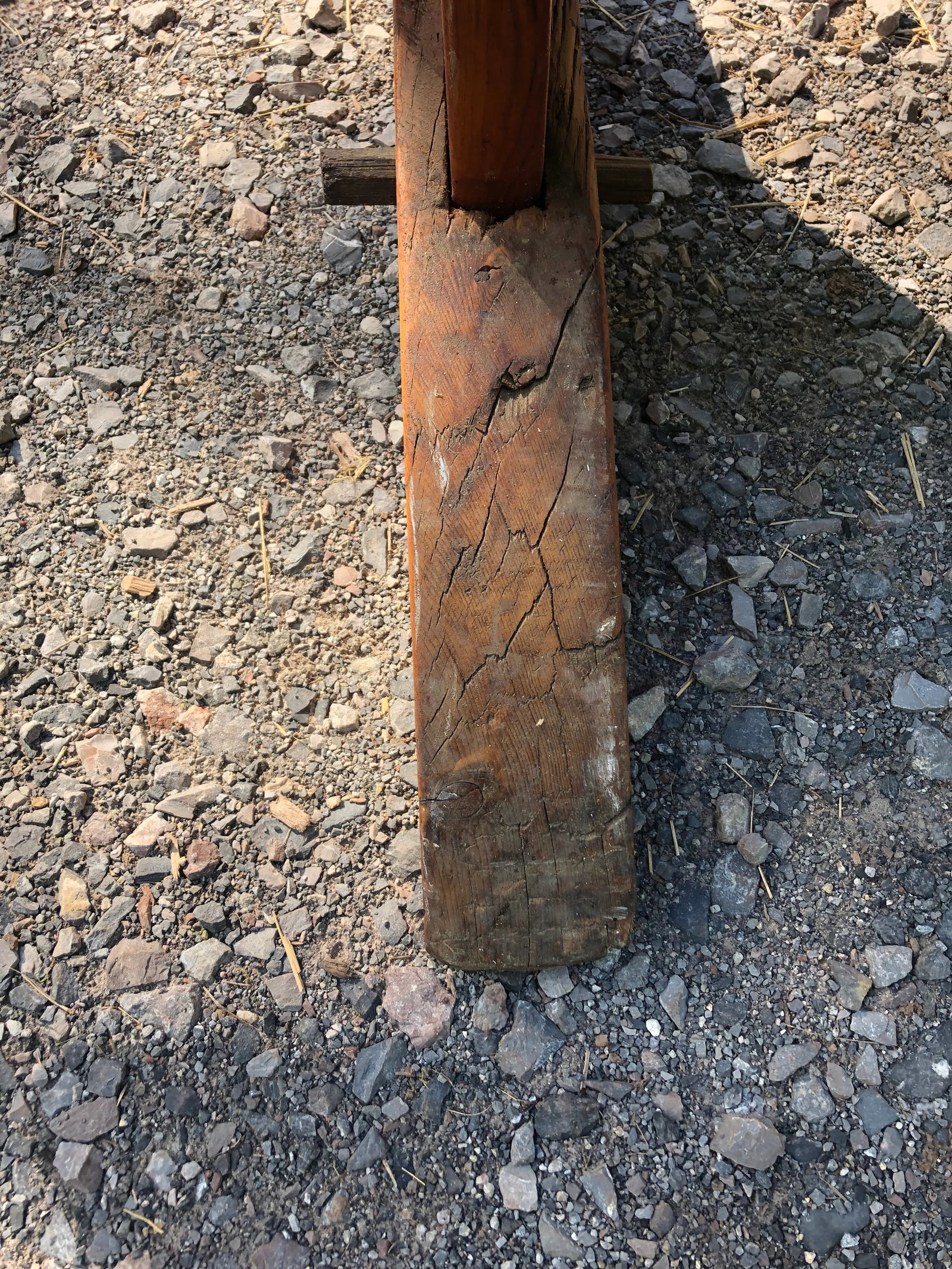 Large Rustic Pine Farm Table With Hand Hewn Base - 12