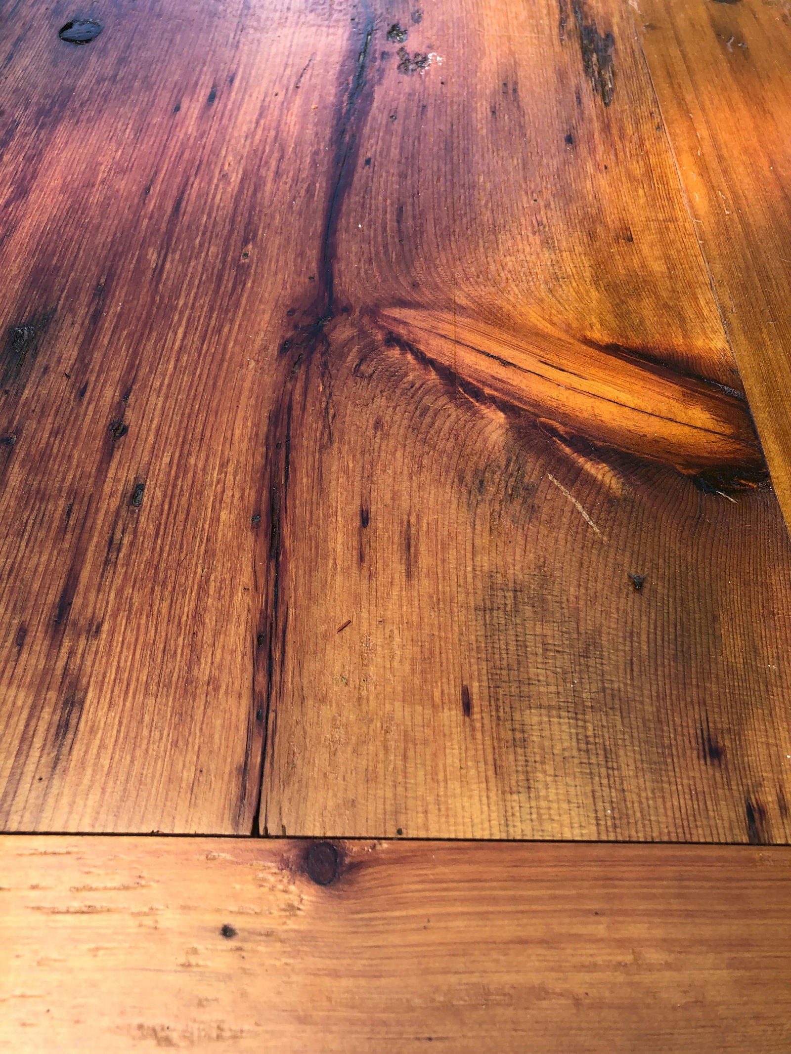 Large Rustic Pine Farm Table With Hand Hewn Base - 6