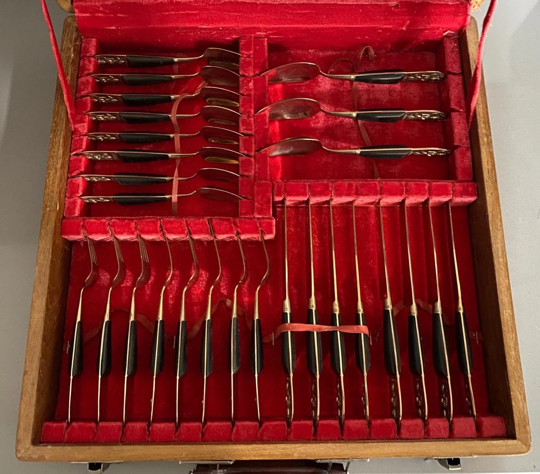 Vintage James Thailand Buddha Bronze Brass Flatware Set- 36 Pieces - 2