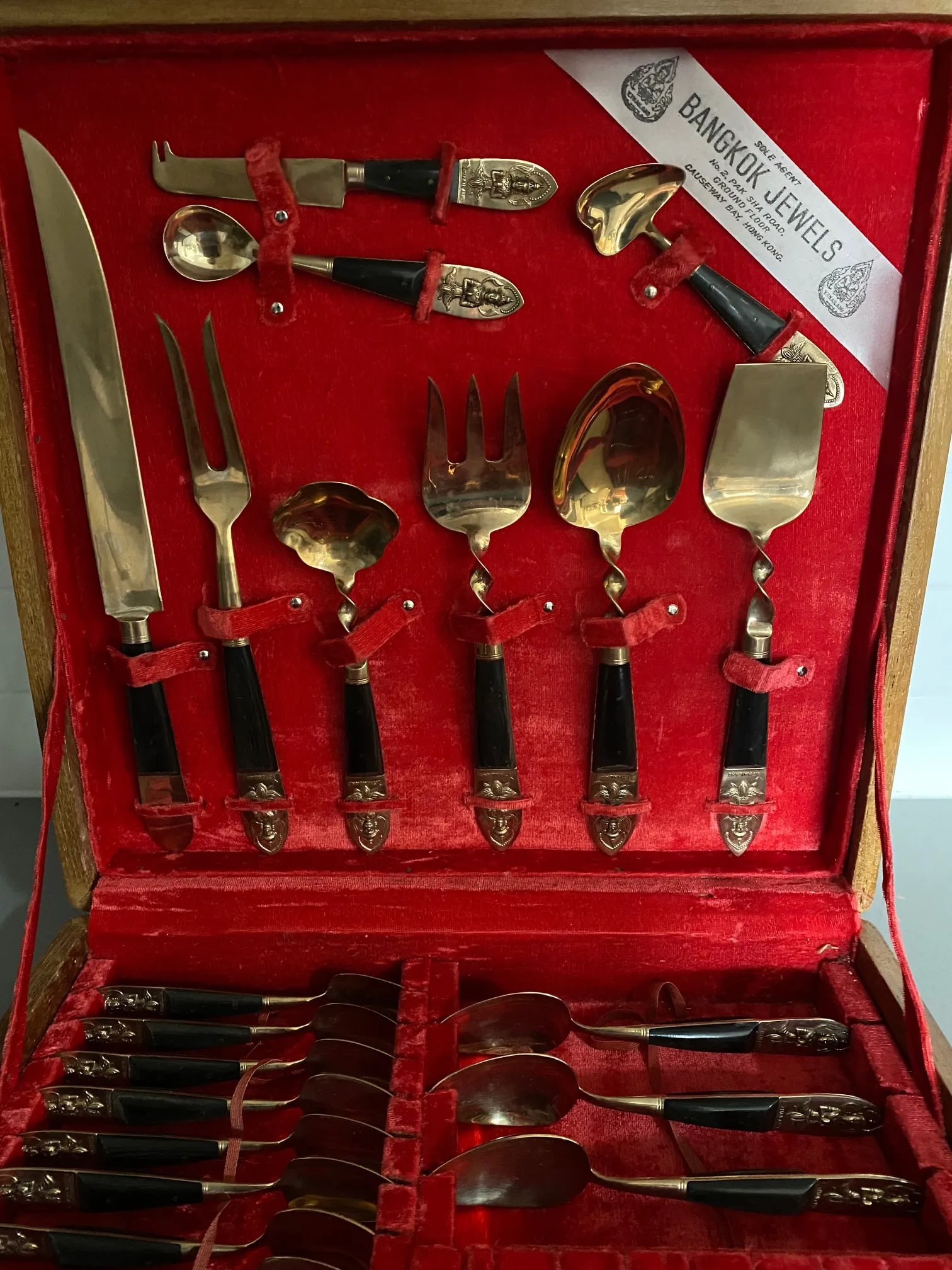 Vintage James Thailand Buddha Bronze Brass Flatware Set- 36 Pieces - 4
