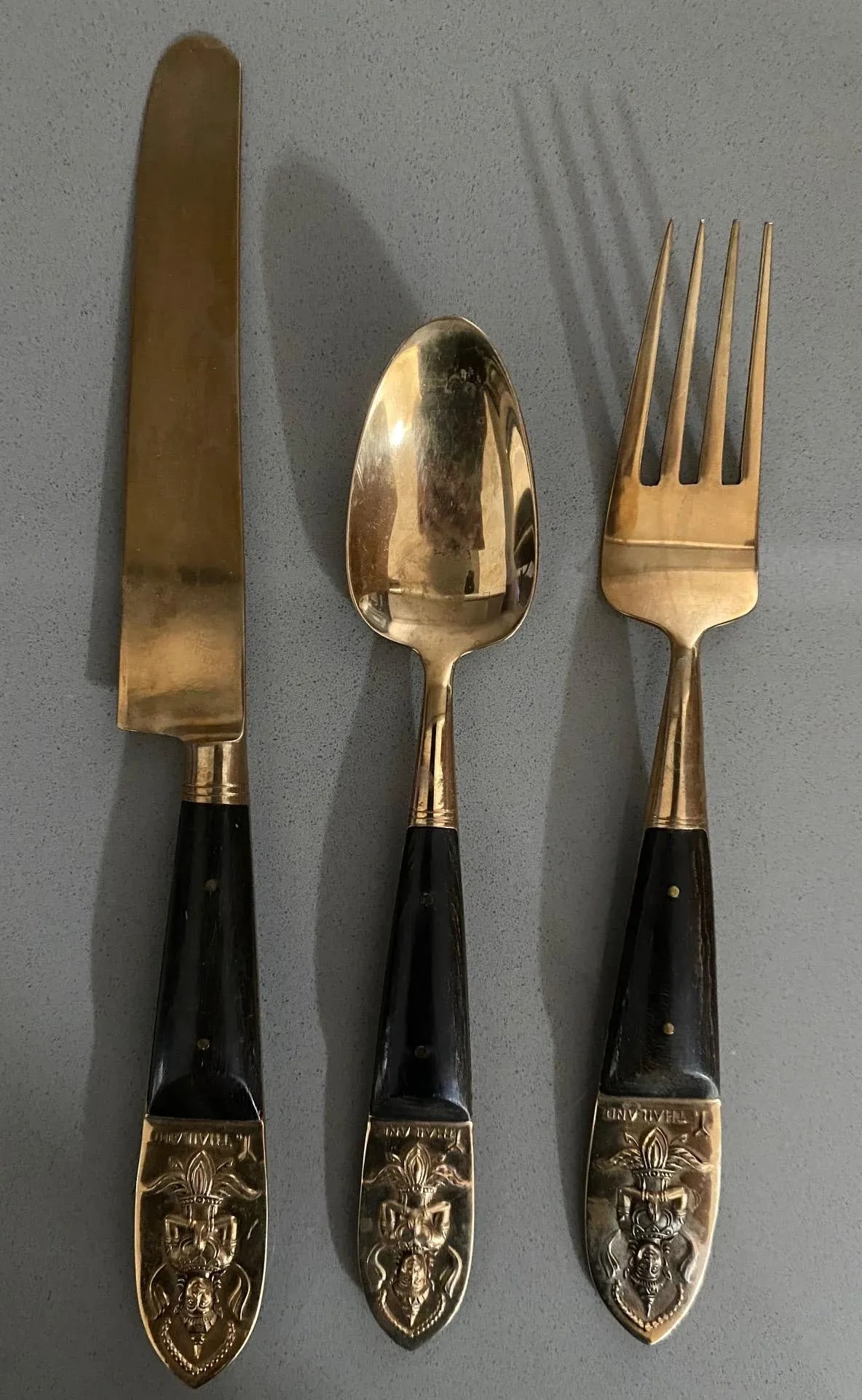 Vintage James Thailand Buddha Bronze Brass Flatware Set- 36 Pieces - 5