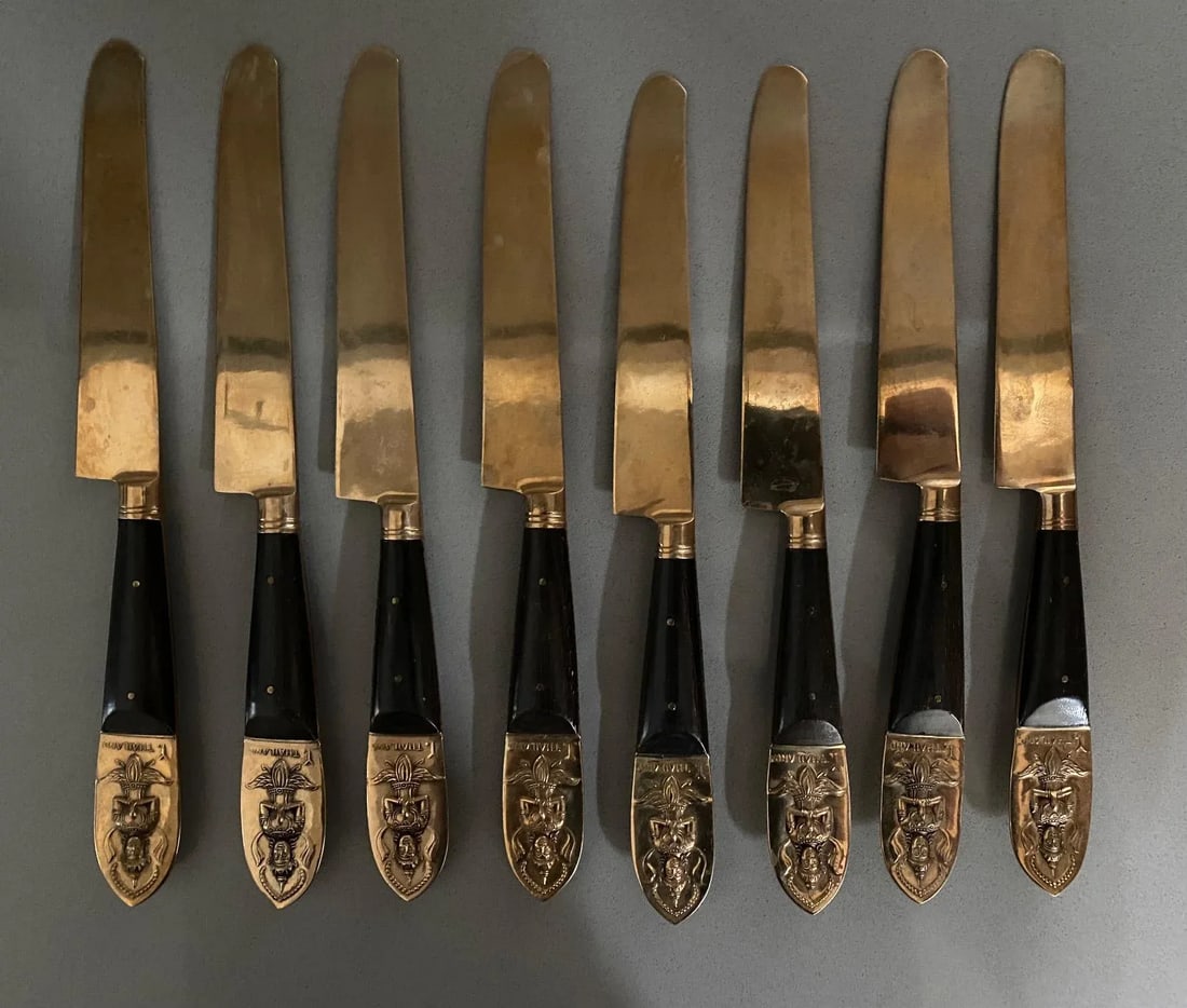 Vintage James Thailand Buddha Bronze Brass Flatware Set- 36 Pieces - 8