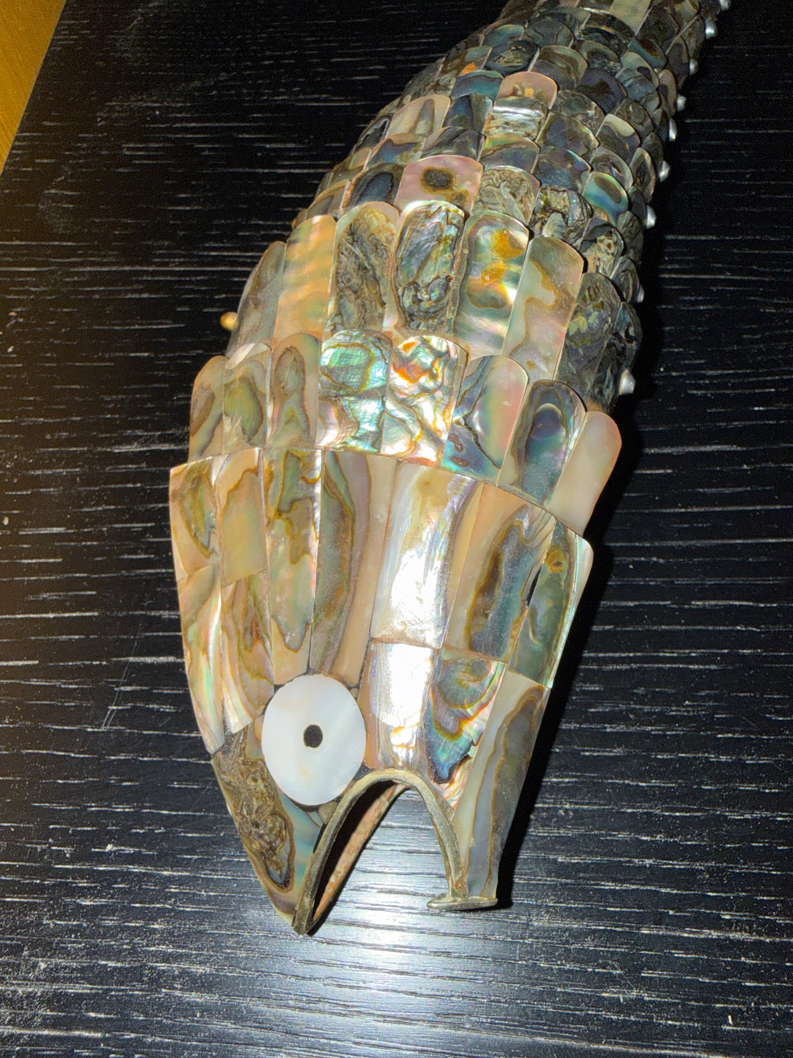 Vintage Mexican Abalone Shell Fish Bottle Opener Sculpture - 4