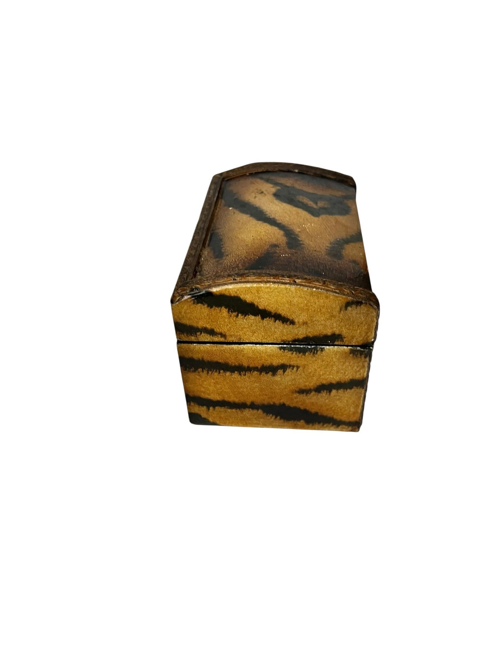 Vintage Hand Painted Animal Tiger Print Dome Top Decorative Box - 5