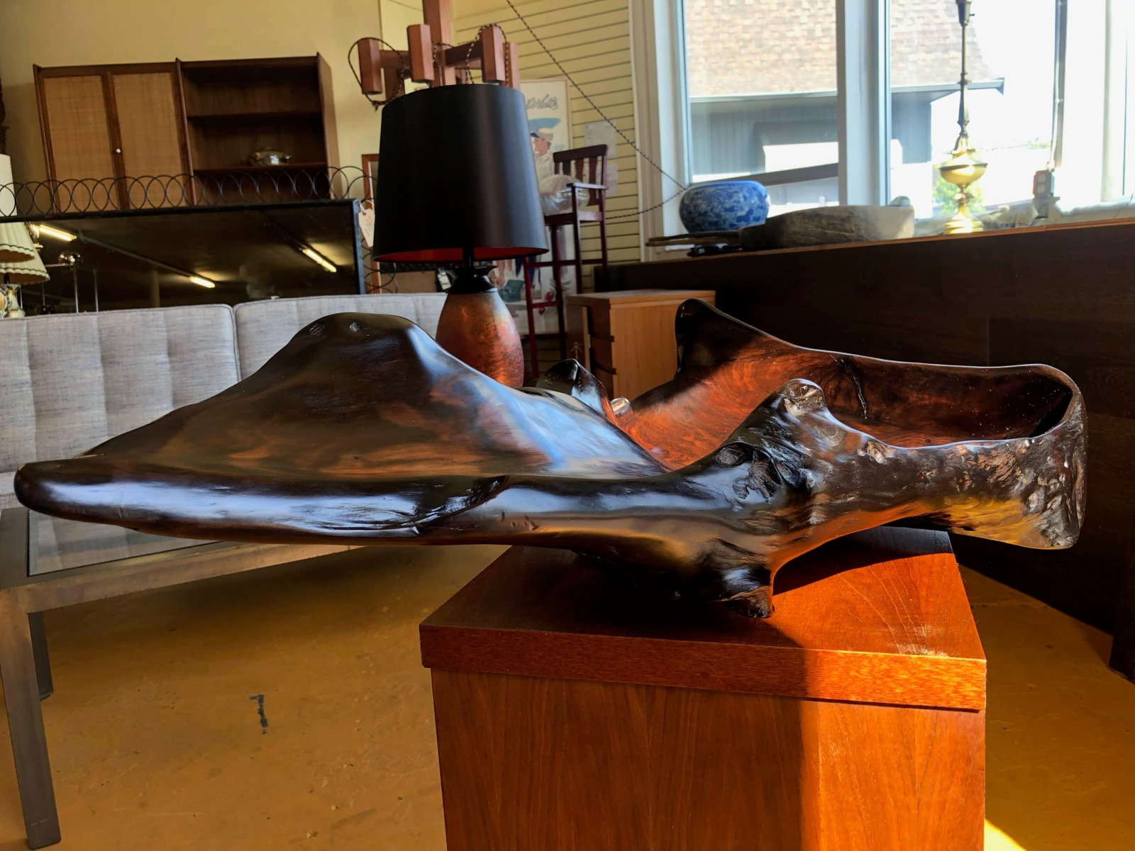 Large Irregular Shaped Burl Bowl - 2