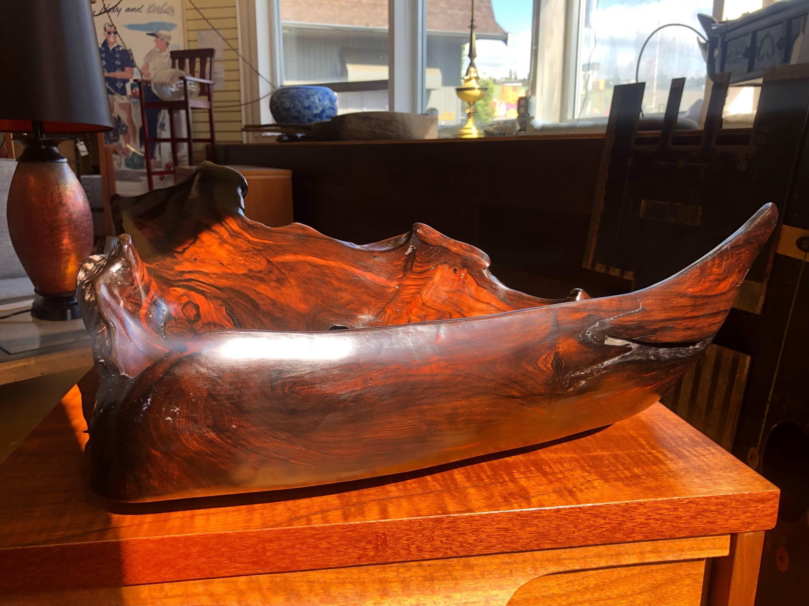 Large Irregular Shaped Burl Bowl - 8