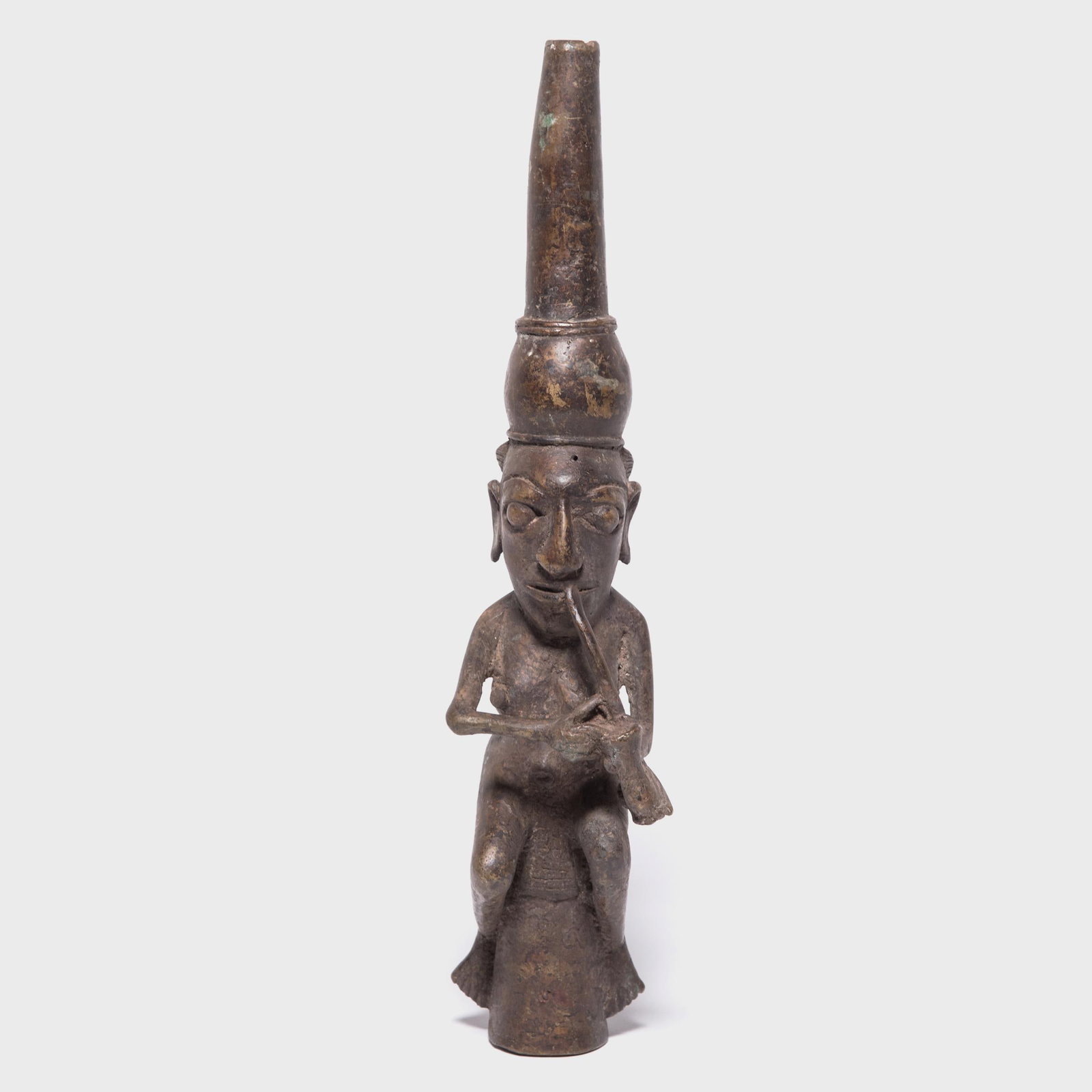 Nigerian Benin-Style Bronze Figural Pipe Mouthpiece, C. 1900 - 2