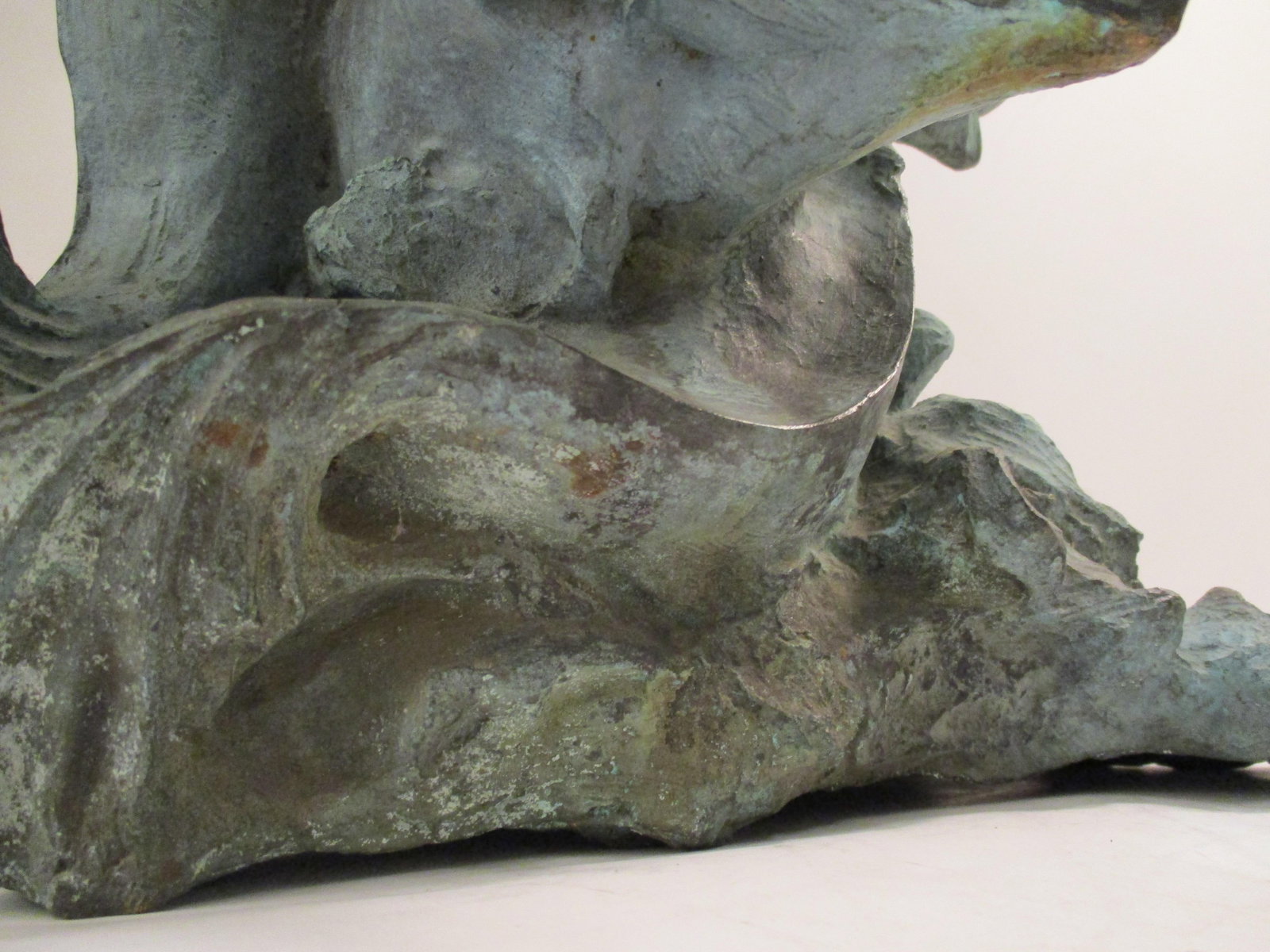 1940s Vintage Alexander Portnoff Cherub on Dolphin Bronze Fountain - 11