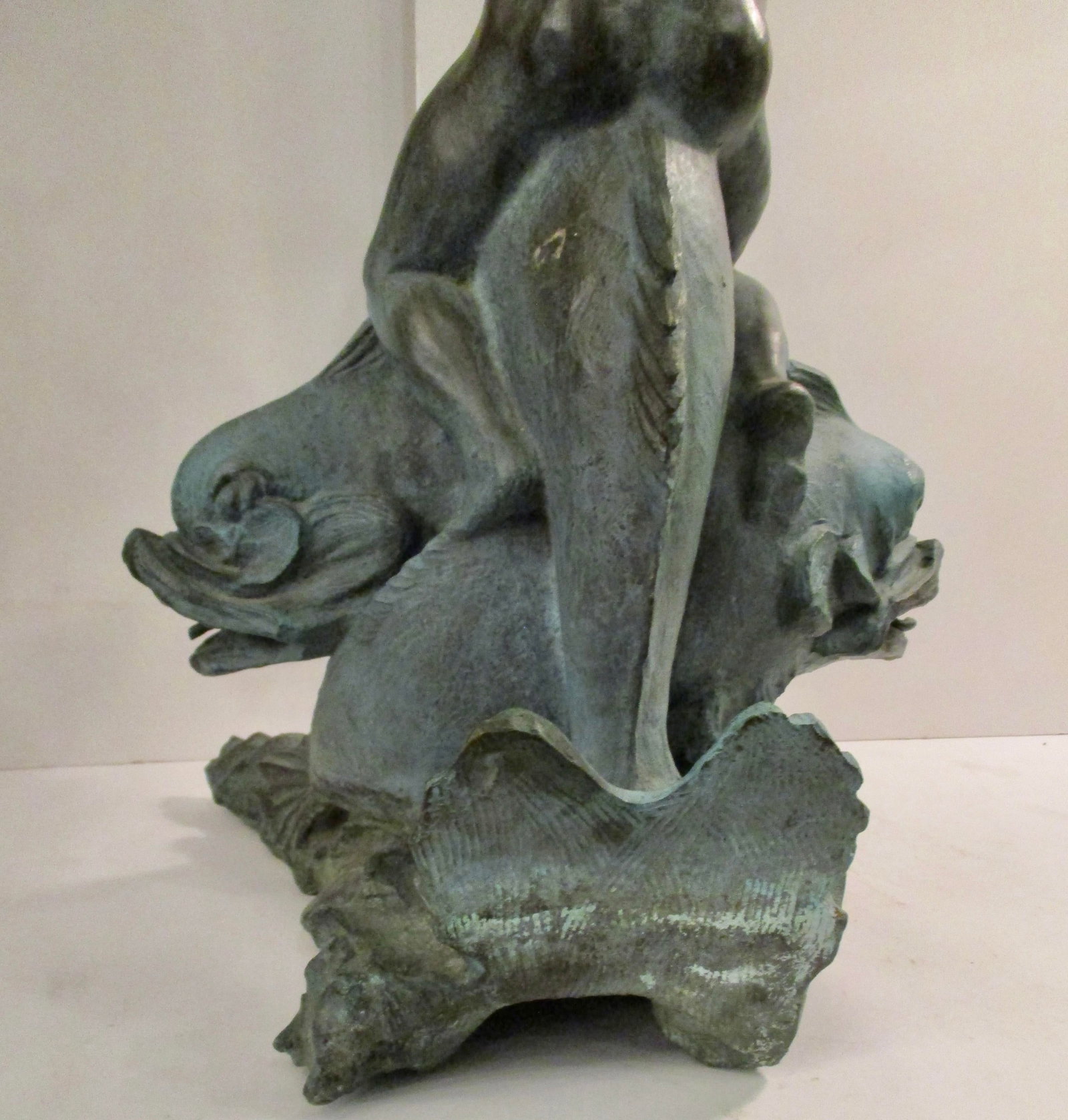 1940s Vintage Alexander Portnoff Cherub on Dolphin Bronze Fountain - 5