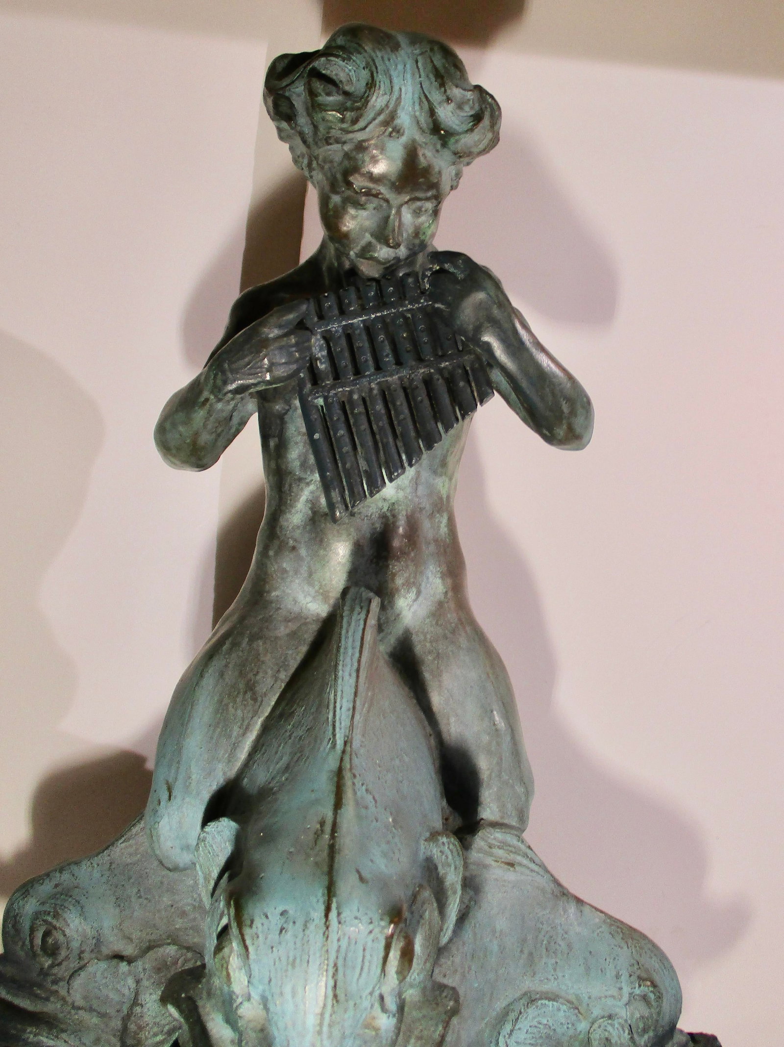 1940s Vintage Alexander Portnoff Cherub on Dolphin Bronze Fountain - 8