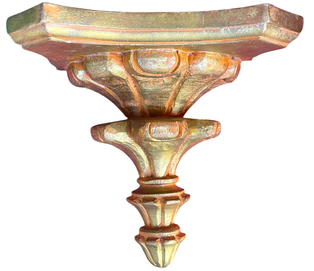 Pair of Vintage Hand-Carved Giltwood Wall Brackets / Shelves – Italian Florentine Style, 9" - 2