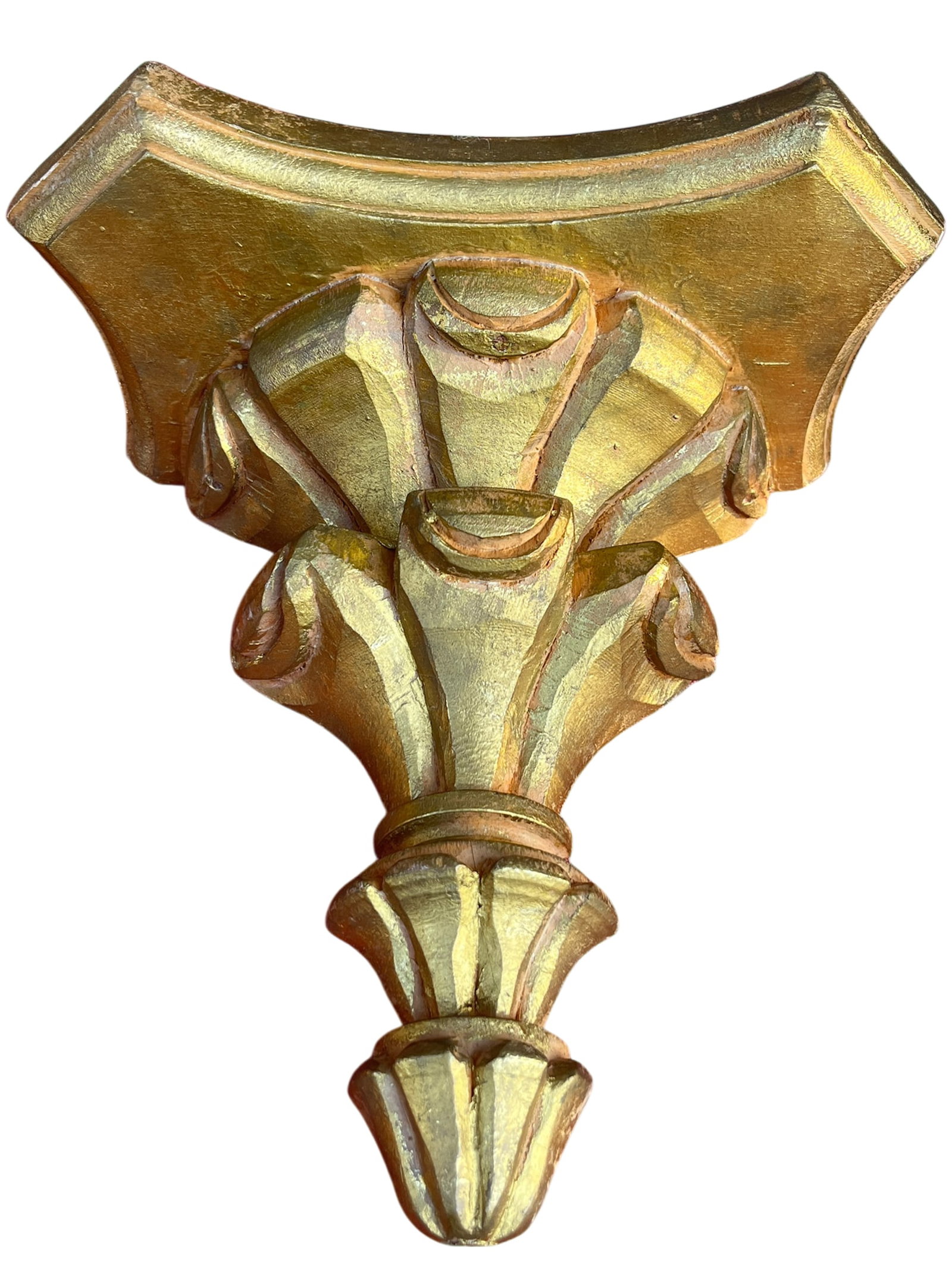 Pair of Vintage Hand-Carved Giltwood Wall Brackets / Shelves – Italian Florentine Style, 9" - 4