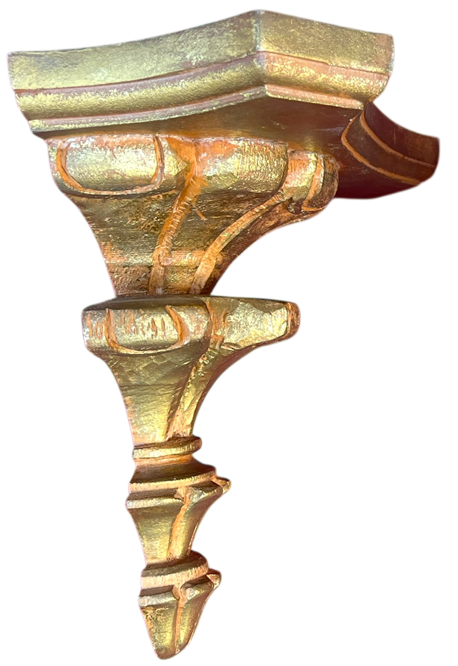 Pair of Vintage Hand-Carved Giltwood Wall Brackets / Shelves – Italian Florentine Style, 9" - 5
