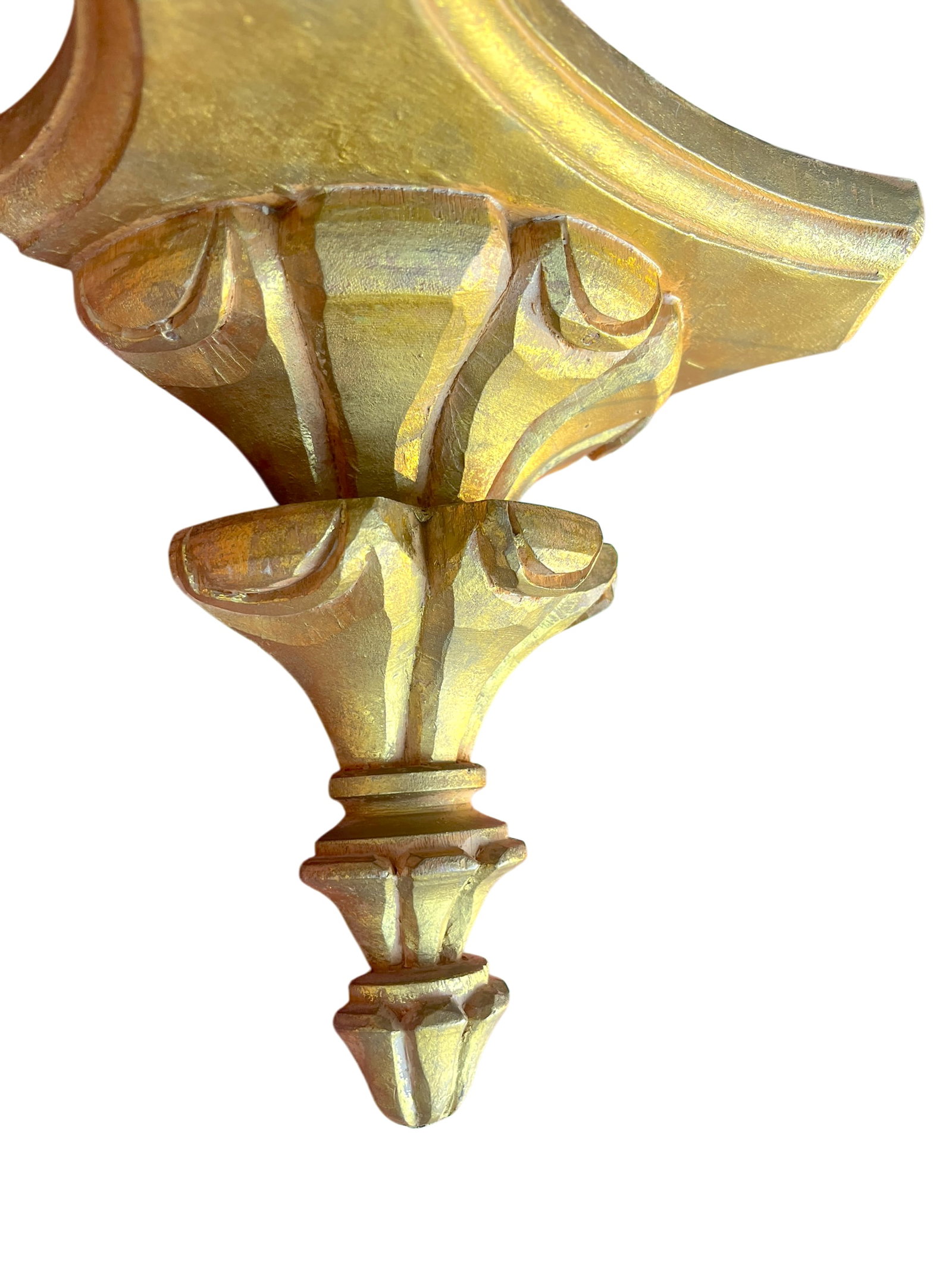 Pair of Vintage Hand-Carved Giltwood Wall Brackets / Shelves – Italian Florentine Style, 9" - 6
