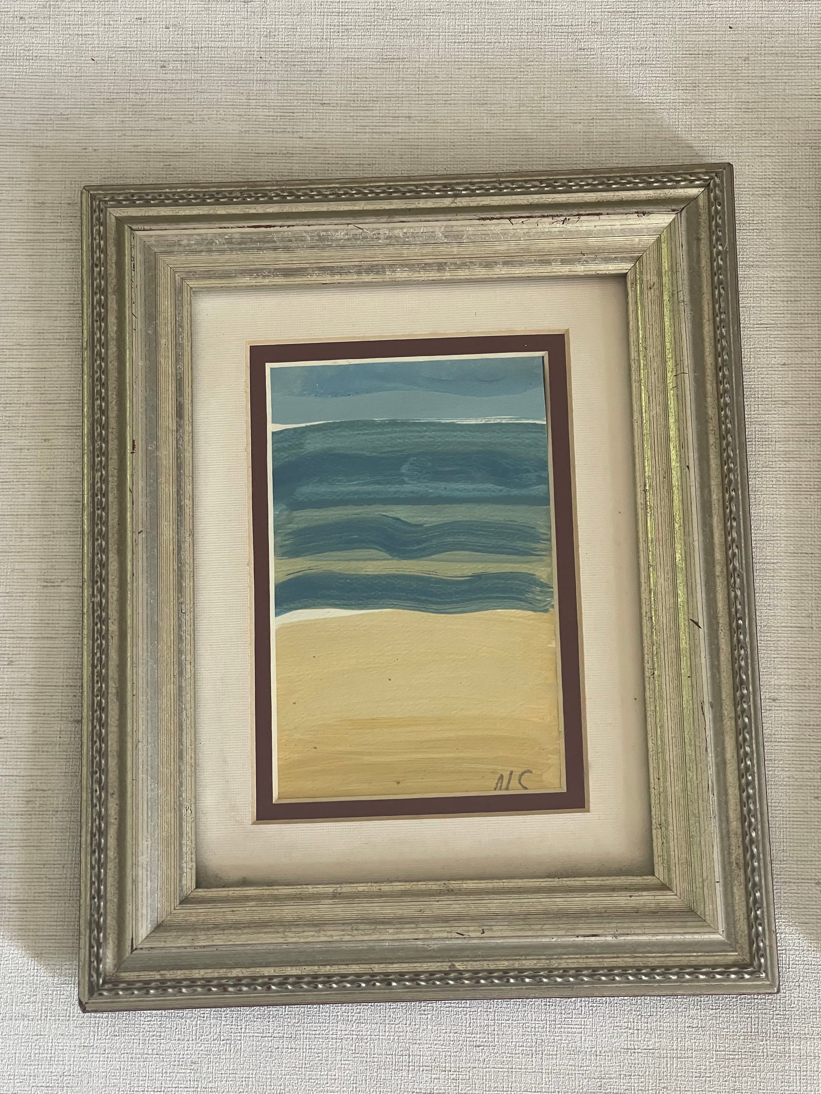 Original Art Abstract Mini Paintings Sunny Isles Seascapes Framed - Set of 2 - 3