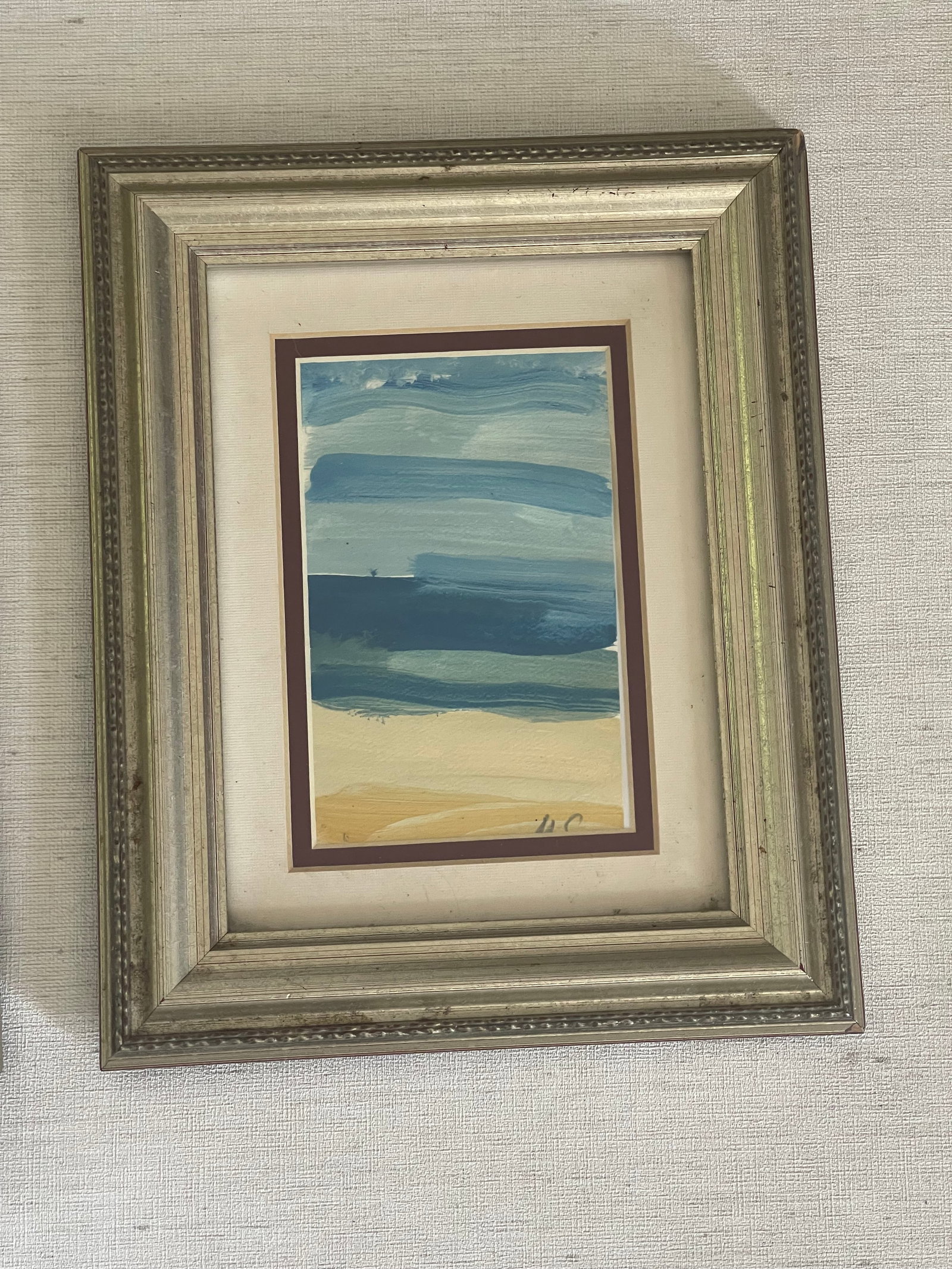Original Art Abstract Mini Paintings Sunny Isles Seascapes Framed - Set of 2 - 4