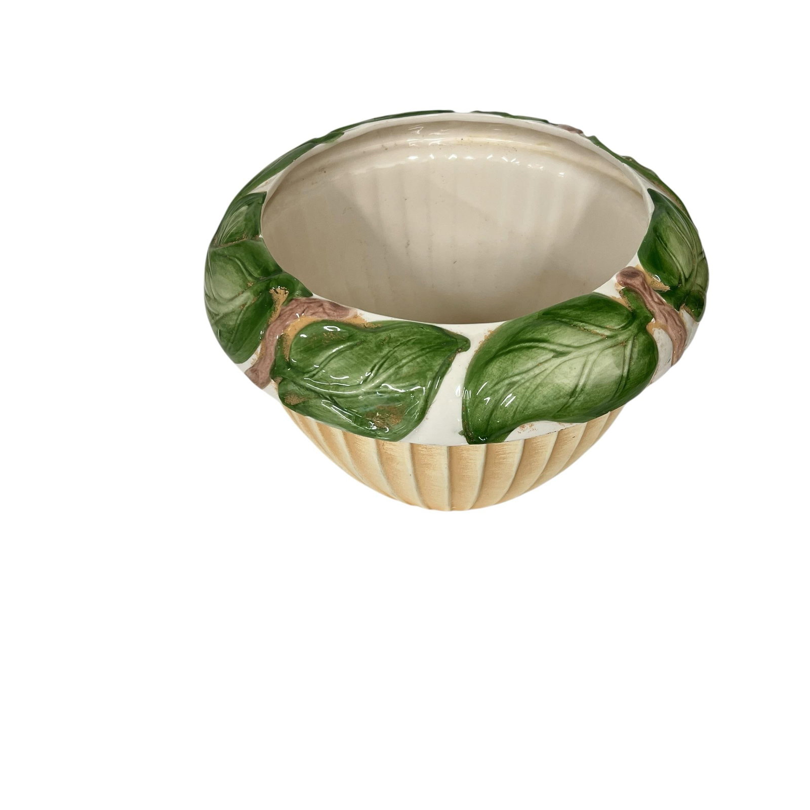 Vintage Rare Jay Willlfred for Andrea by Sadek Glazed Philodendron Leaf Planter, Made in Portugal - 2