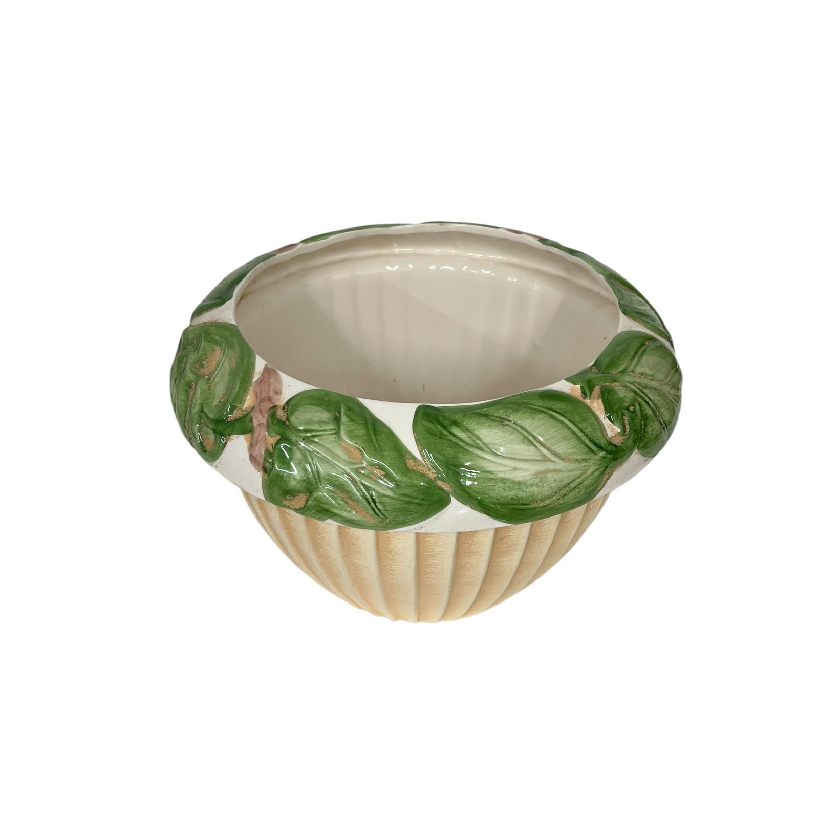 Vintage Rare Jay Willlfred for Andrea by Sadek Glazed Philodendron Leaf Planter, Made in Portugal - 3