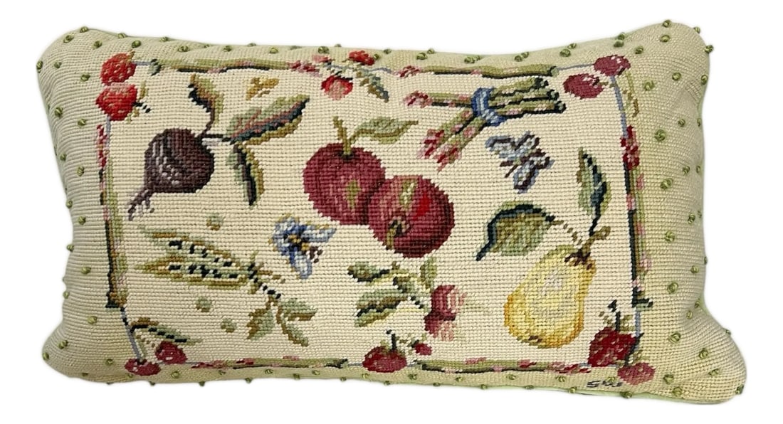Vintage Needlepoint Lumbar Decorative Pillow (1 of 6)