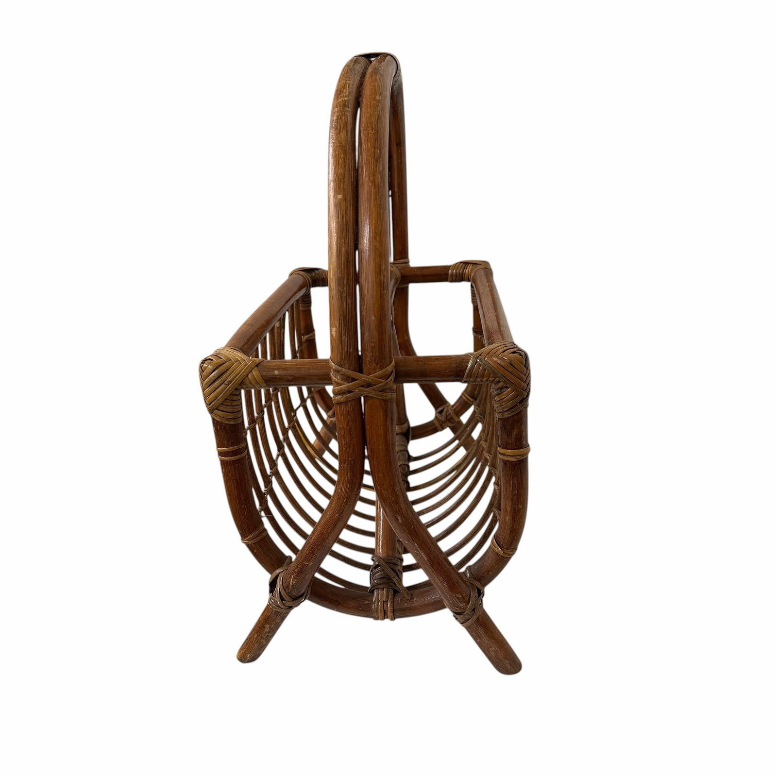 Vintage Bent Bamboo and Rattan Magazine Media Rack - 4