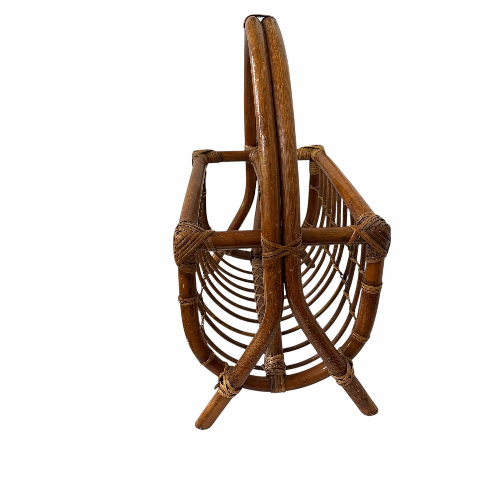 Vintage Bent Bamboo and Rattan Magazine Media Rack - 6