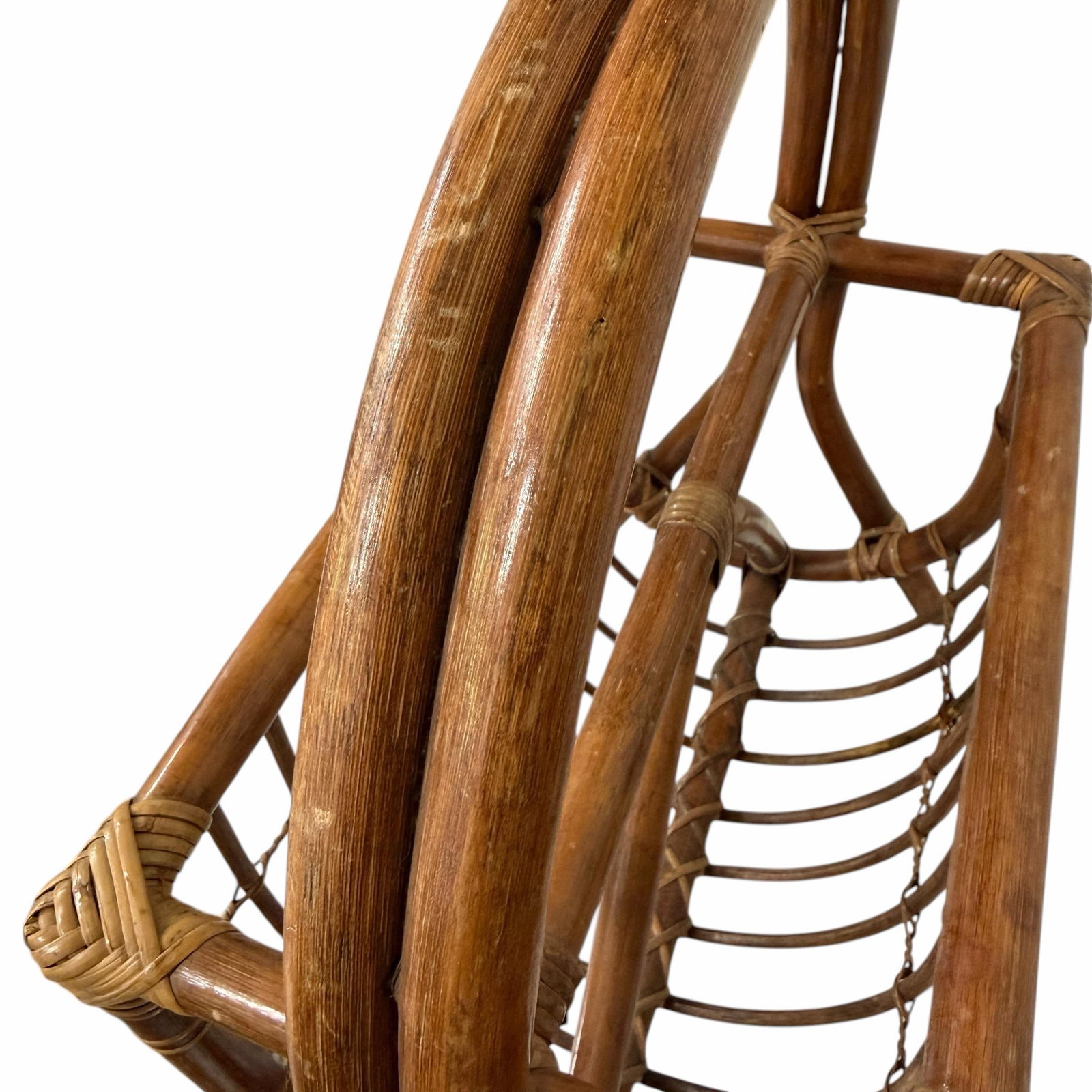 Vintage Bent Bamboo and Rattan Magazine Media Rack - 7