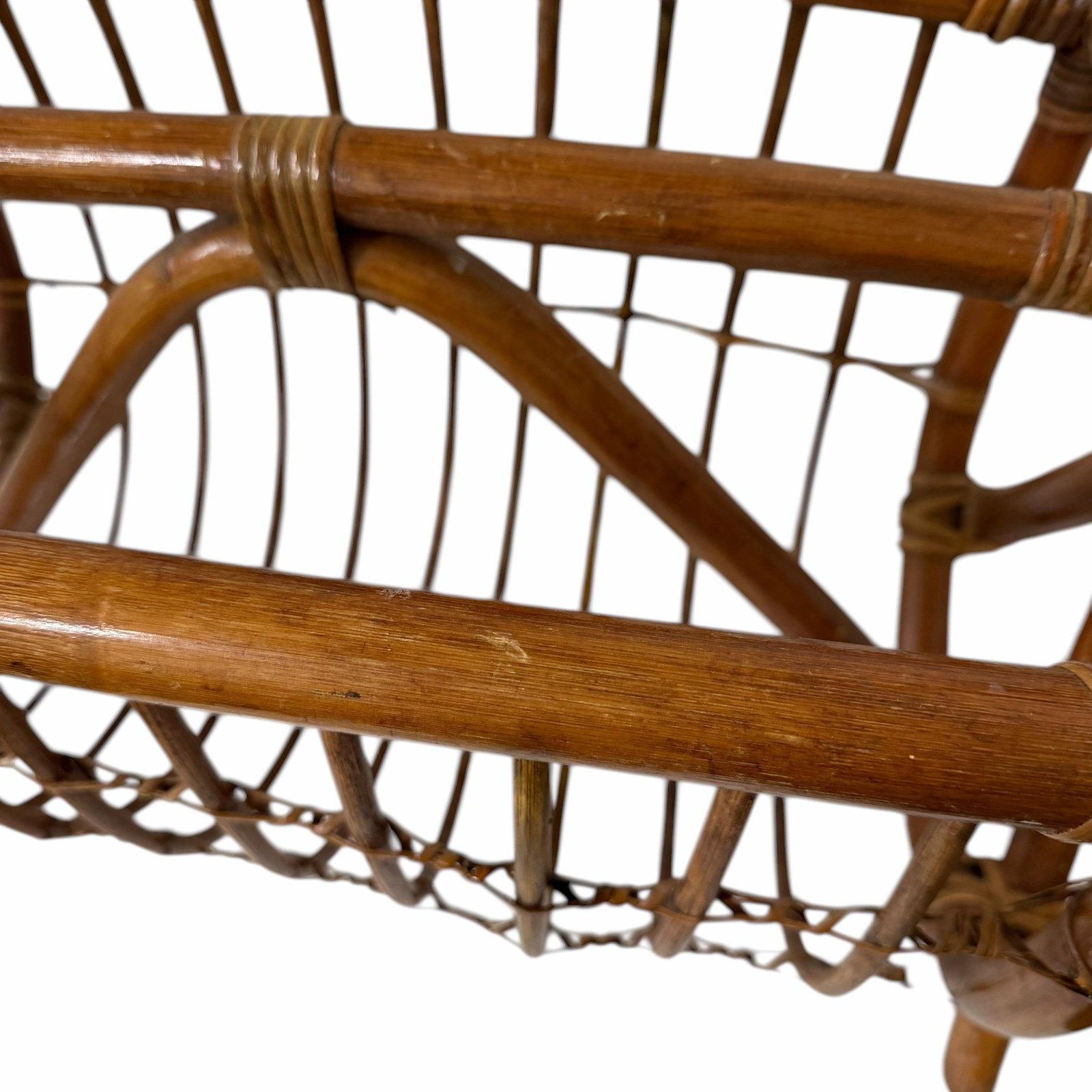 Vintage Bent Bamboo and Rattan Magazine Media Rack - 8