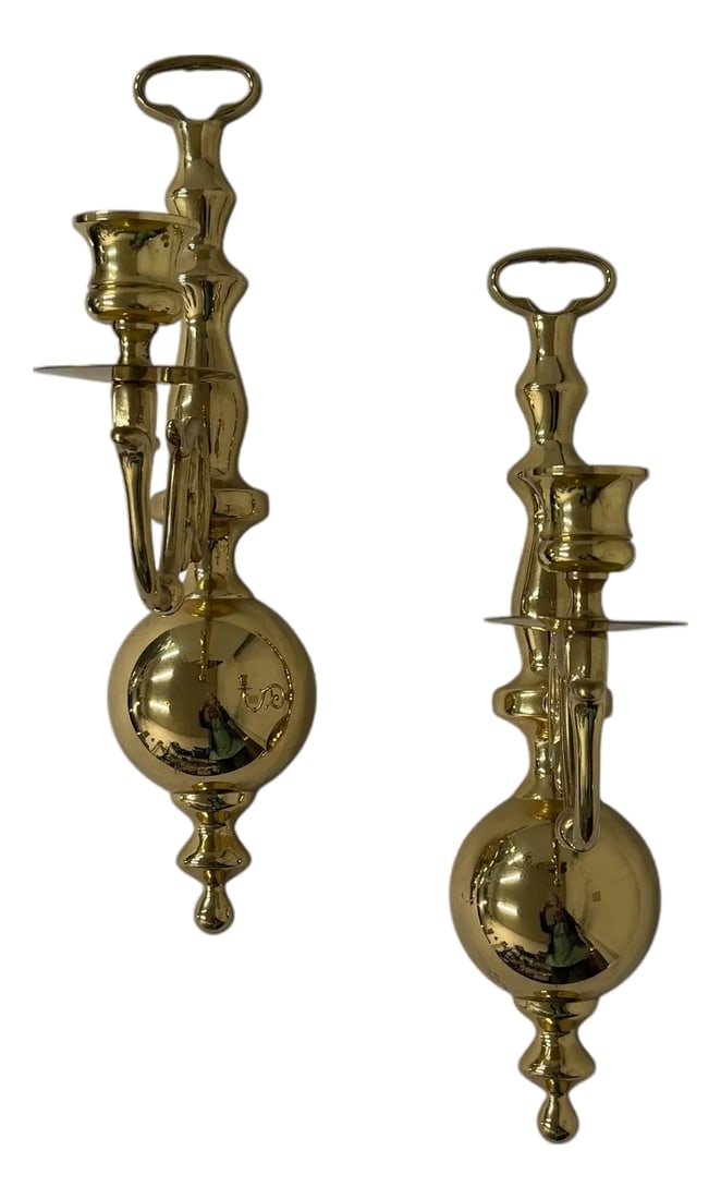 Vintage Brass Wall Sconces Colonial, Mid Century, Georgian - A Pair (1 of 4)