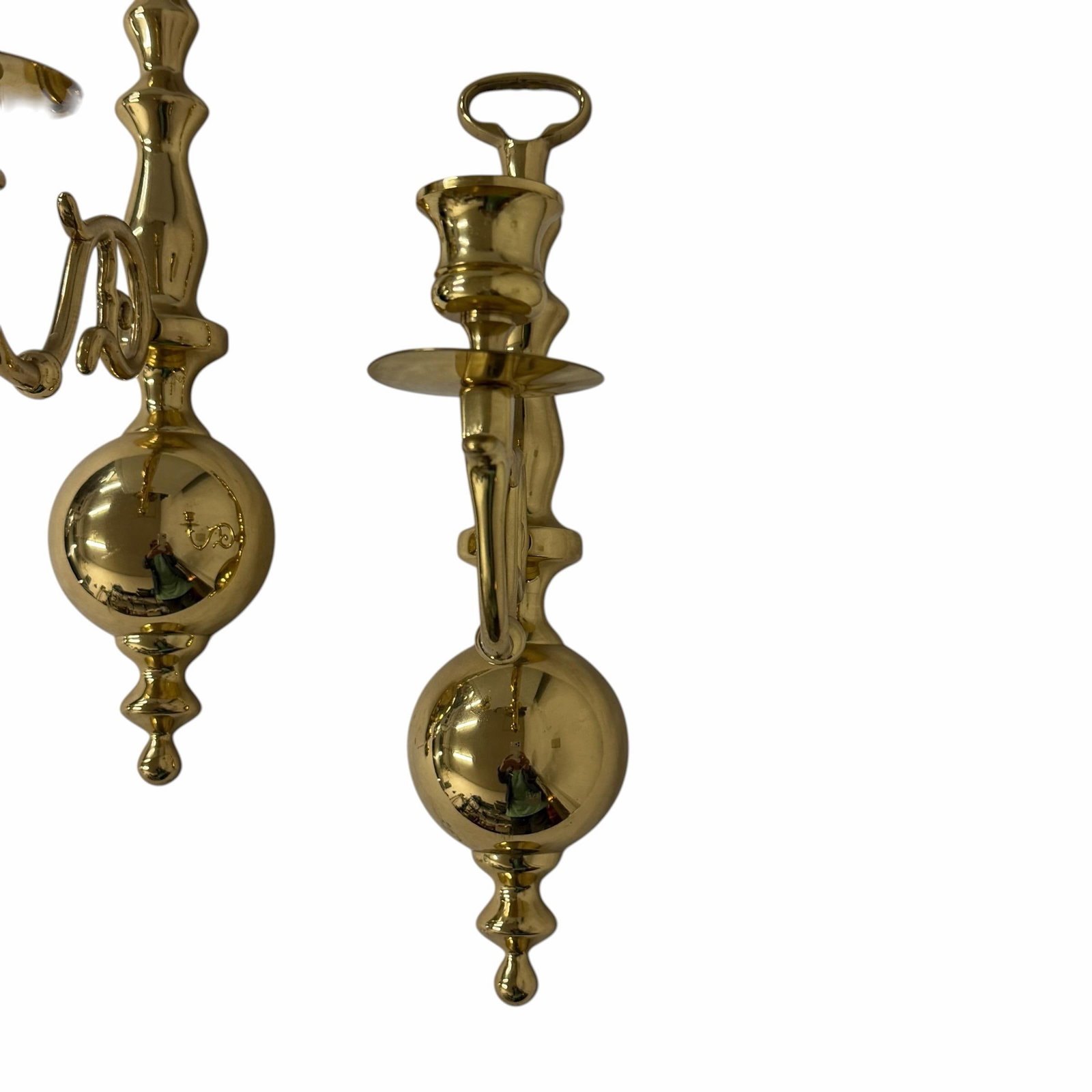 Vintage Brass Wall Sconces Colonial, Mid Century, Georgian - A Pair - 2