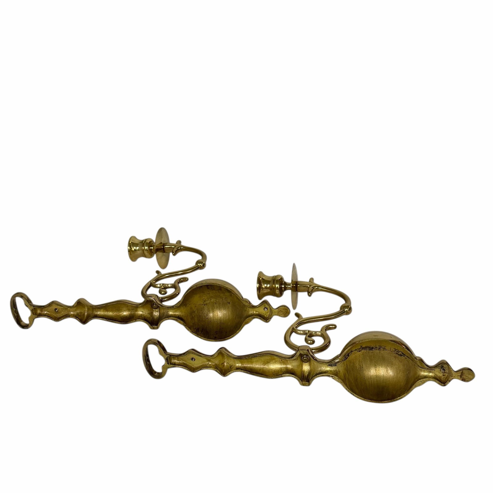 Vintage Brass Wall Sconces Colonial, Mid Century, Georgian - A Pair - 4