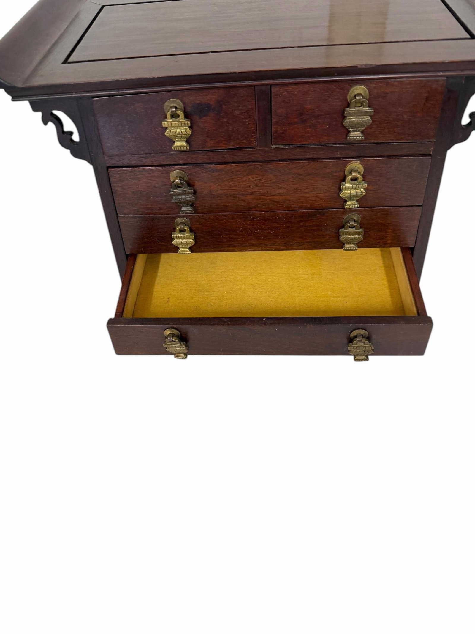 Vintage Chinoiserie Rosewood Jewelry Box - 7