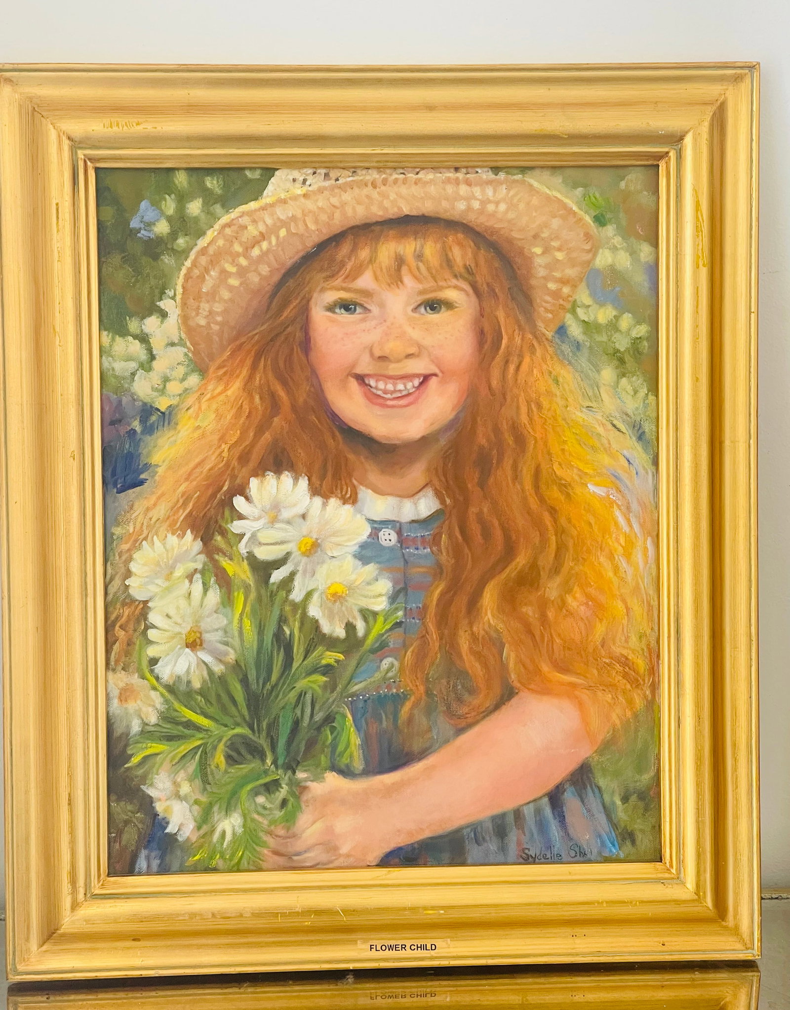 1970s Flower Girl Original Art on Canvas Painting Sydelle Sher - 2