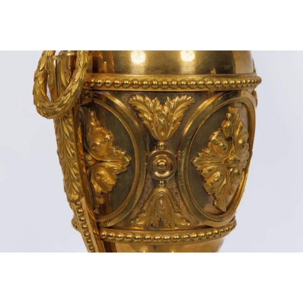 A Magnificent Pair of French Louis XVI Style Ormolu Vases - 6