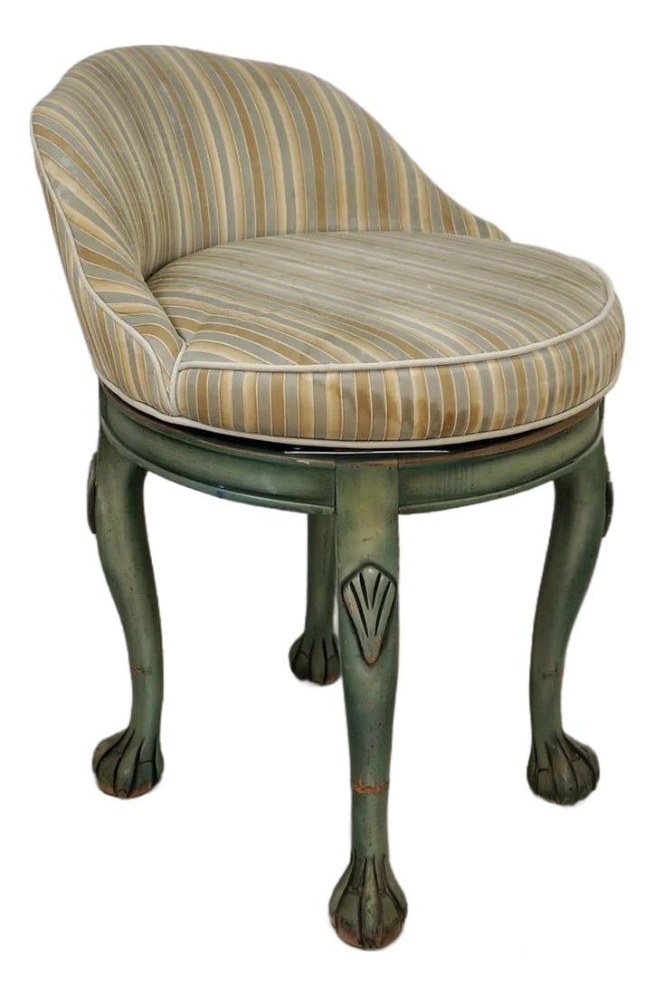 1960's Hollywood Regency Swivel Claw Foot Vanity Stool (1 of 12)