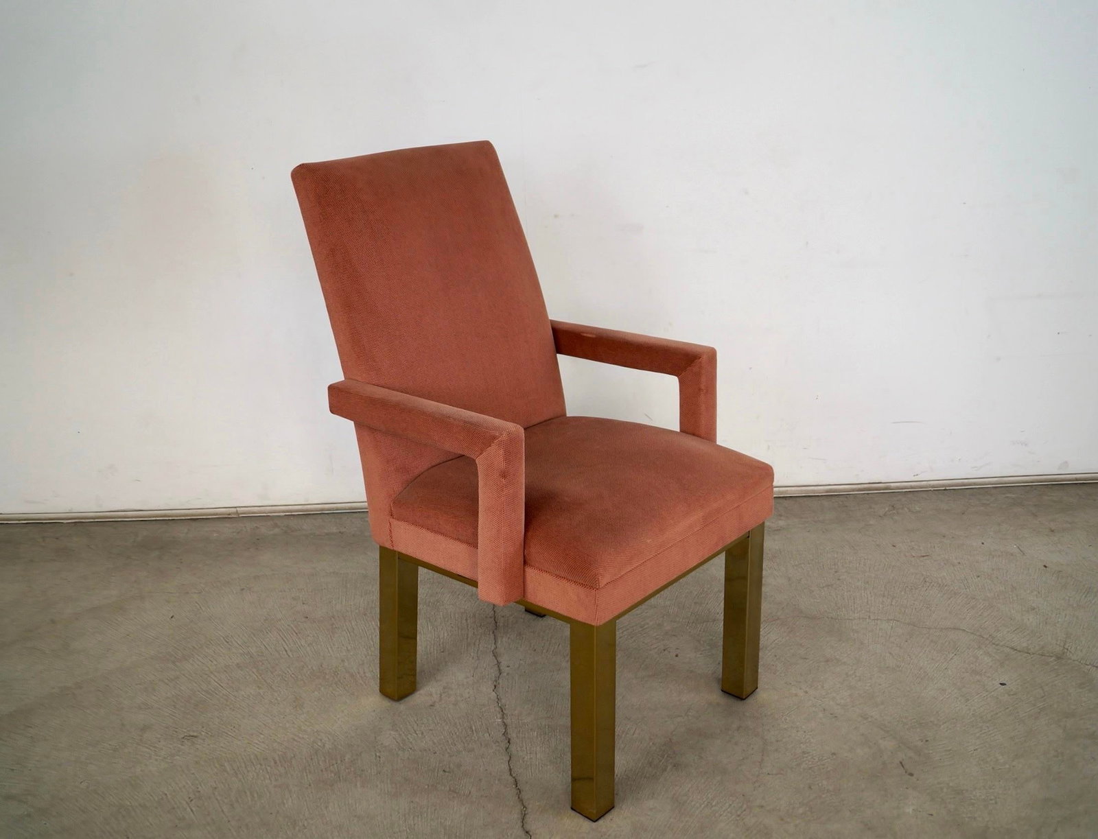 1980's Hollywood Regency Milo Baughman Style Brass Armchair - 2