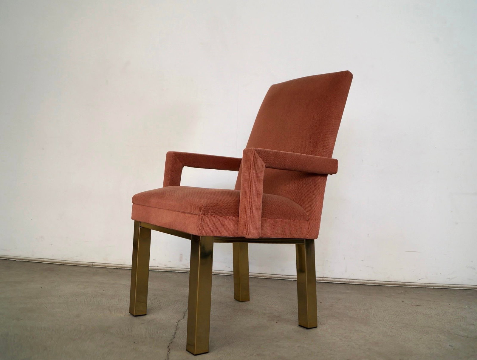 1980's Hollywood Regency Milo Baughman Style Brass Armchair - 3
