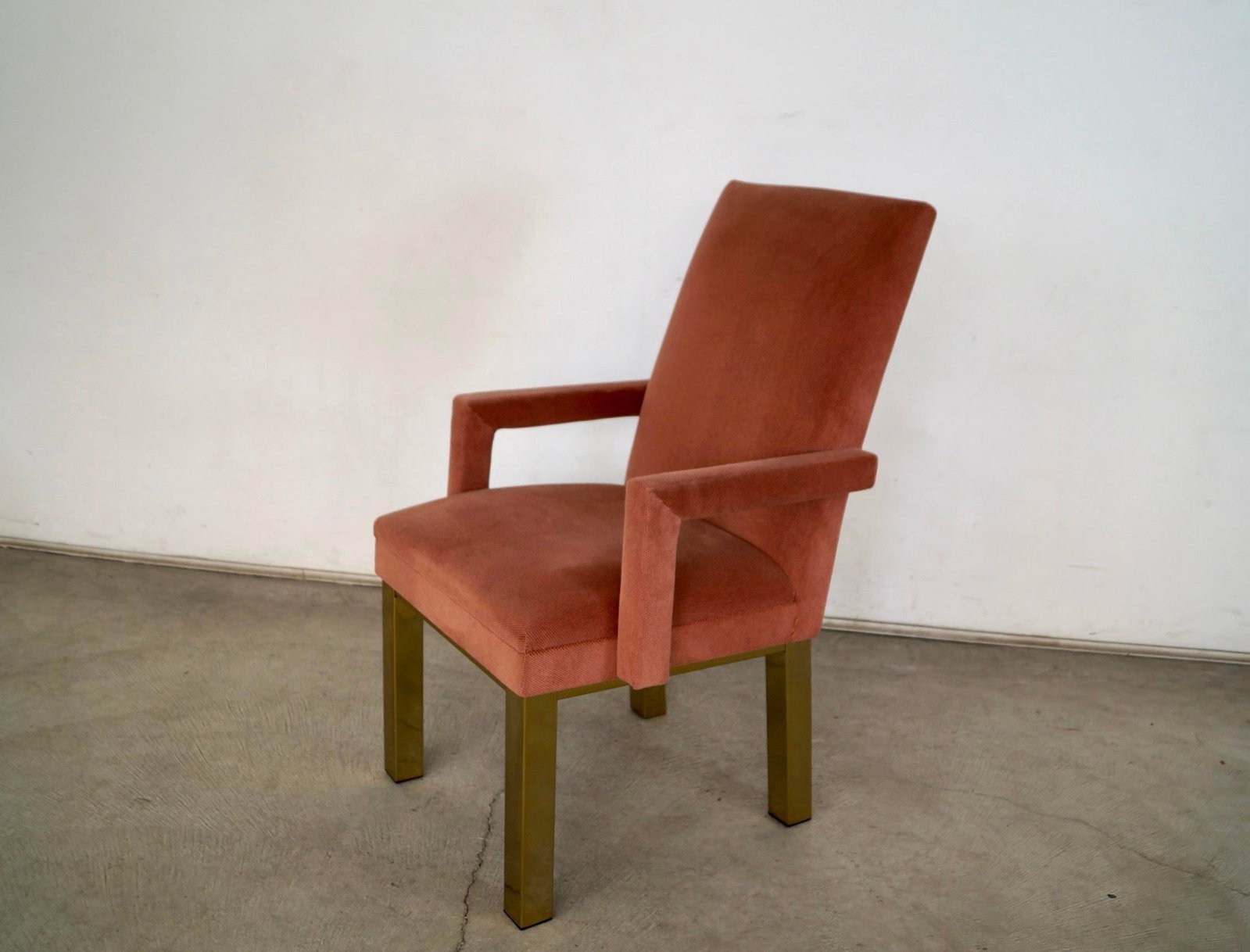 1980's Hollywood Regency Milo Baughman Style Brass Armchair - 4