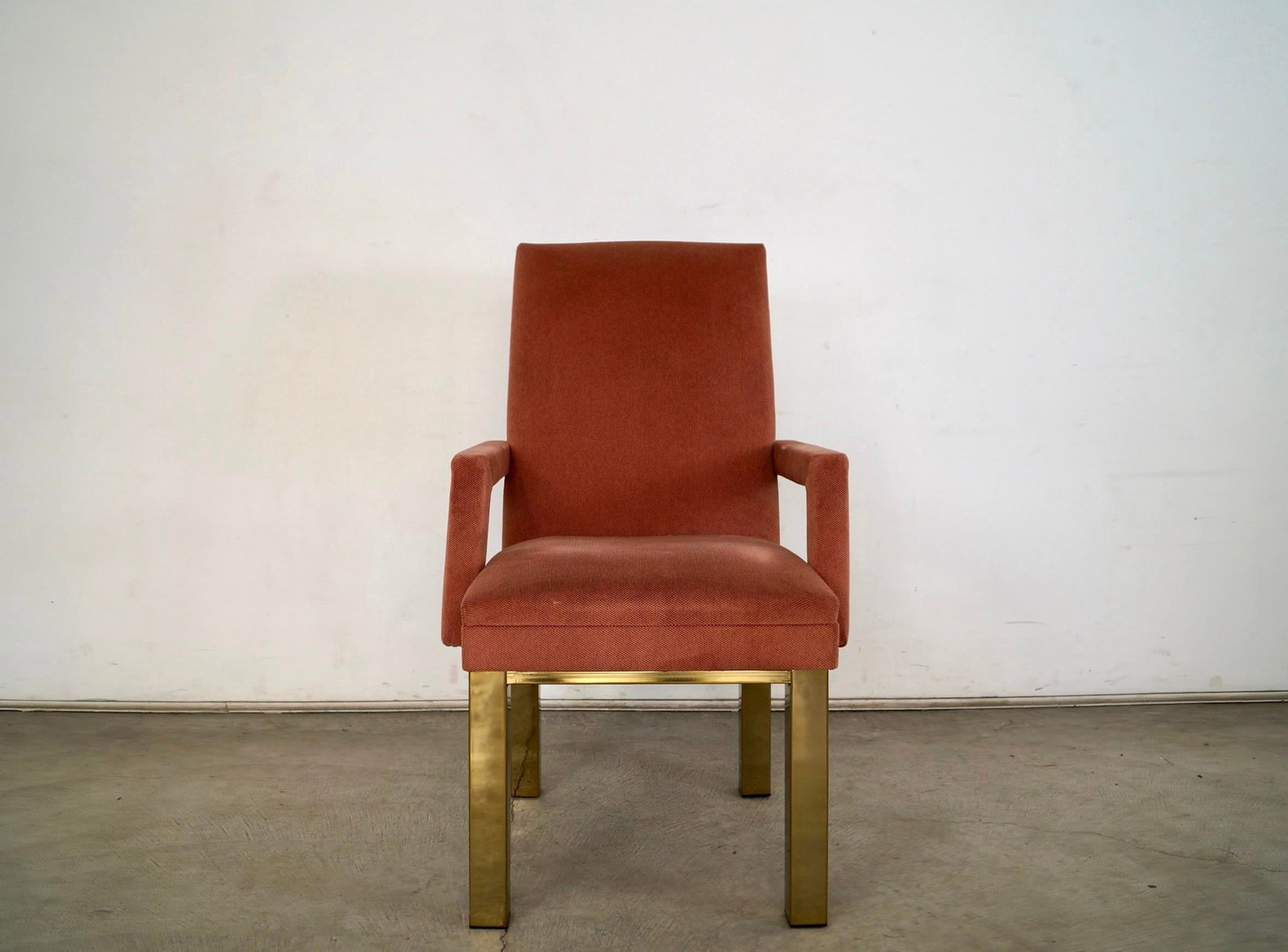 1980's Hollywood Regency Milo Baughman Style Brass Armchair - 5