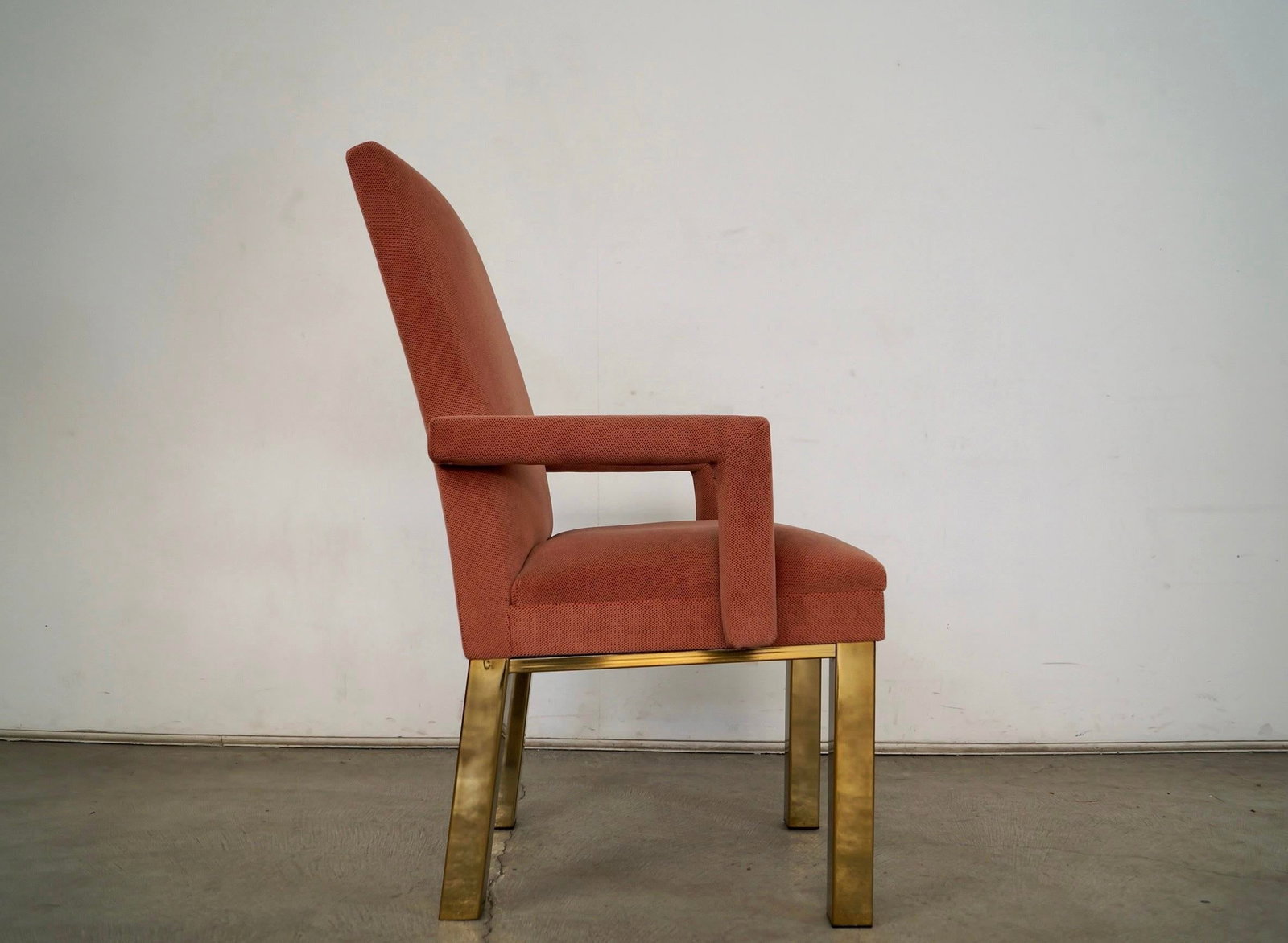 1980's Hollywood Regency Milo Baughman Style Brass Armchair - 6