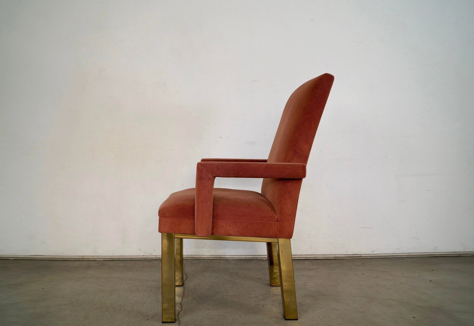 1980's Hollywood Regency Milo Baughman Style Brass Armchair - 7