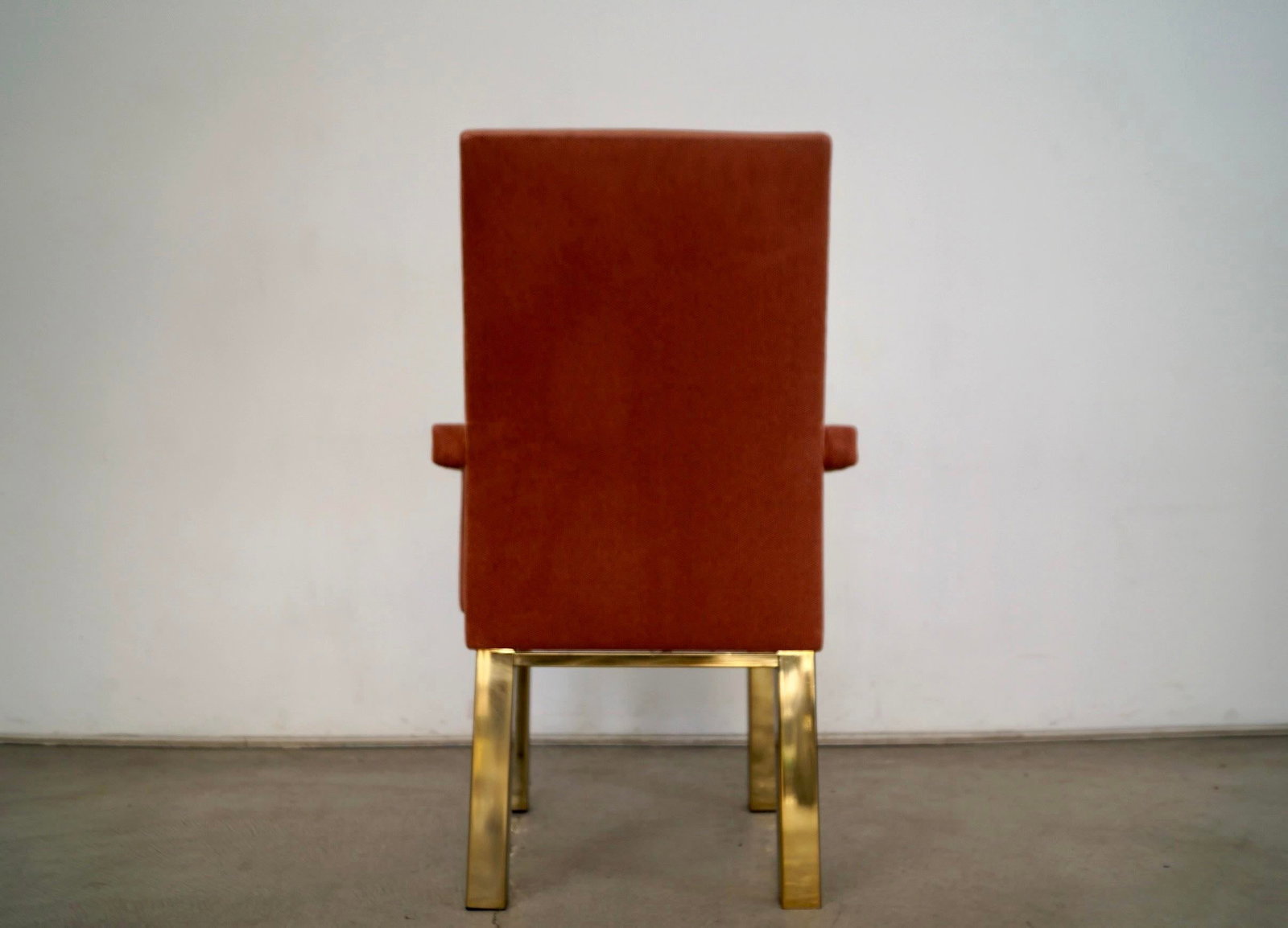 1980's Hollywood Regency Milo Baughman Style Brass Armchair - 8