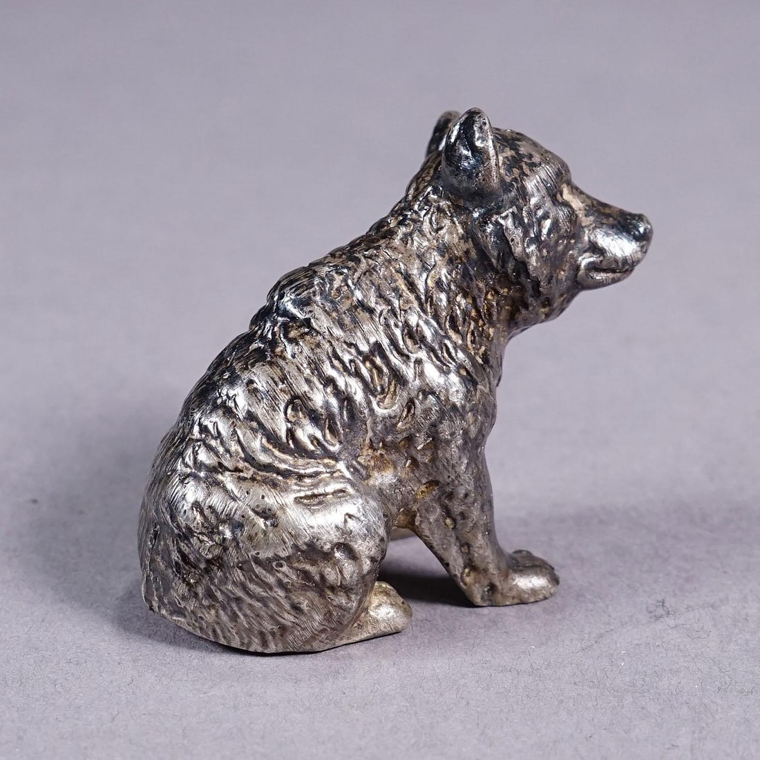 Cast of a Silverplated Sitting Bear Ca. 1930s - 4