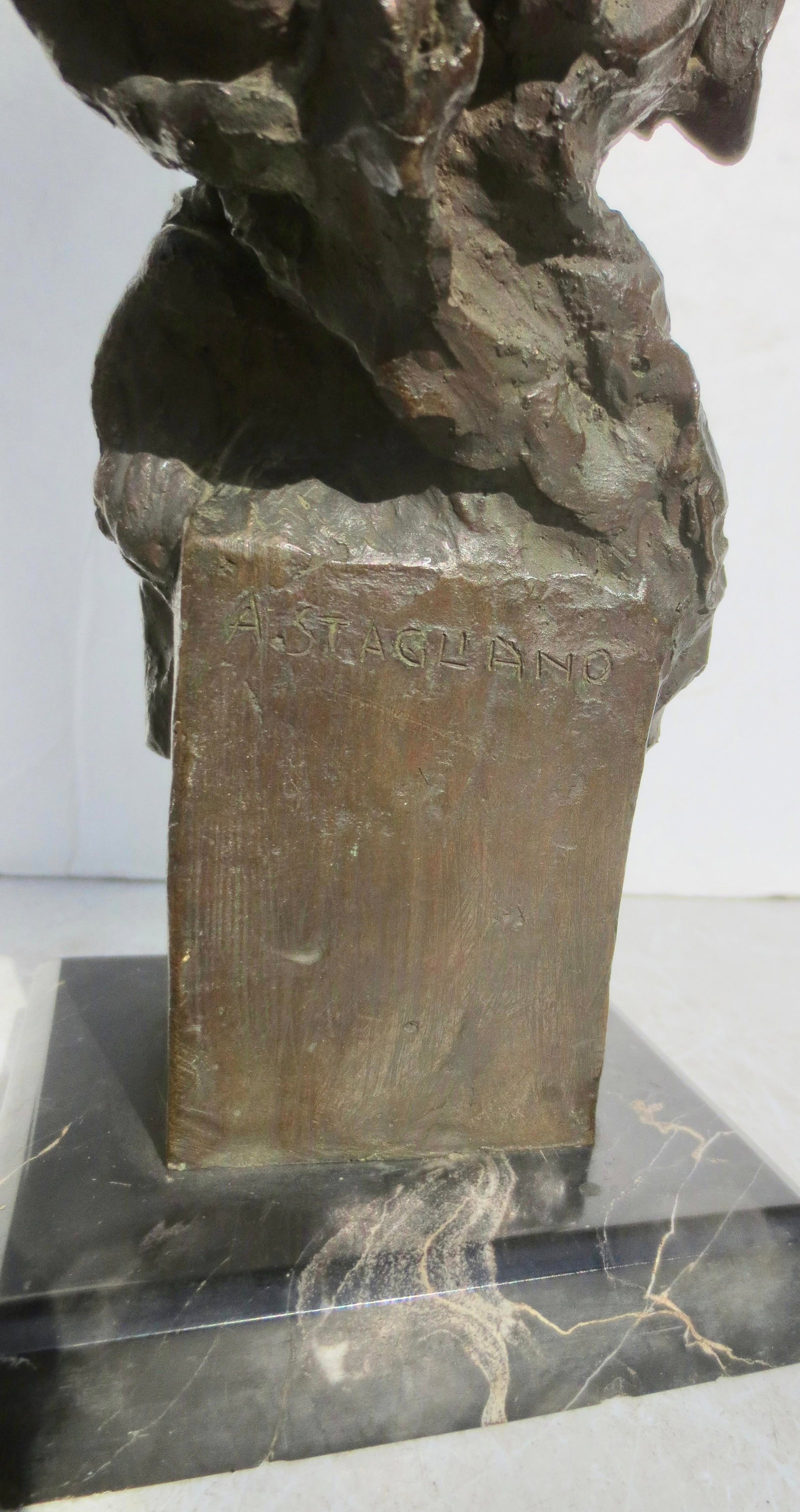 Italian Bronze Allegorical Figure by A. Stagliano Circa 1920 - 3
