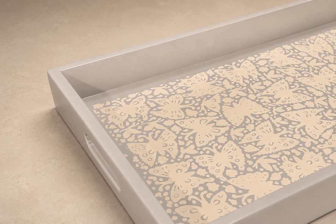 Large "Butterflies" Decorative Tray, Lacquered Wood, Ensamble Artesano, 2024 - 10