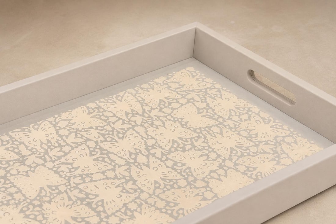 Large "Butterflies" Decorative Tray, Lacquered Wood, Ensamble Artesano, 2024 - 11