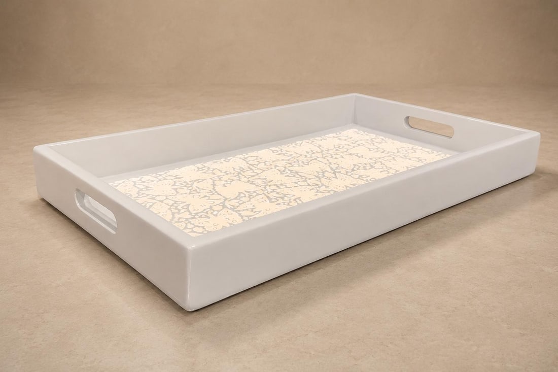 Large "Butterflies" Decorative Tray, Lacquered Wood, Ensamble Artesano, 2024 - 12