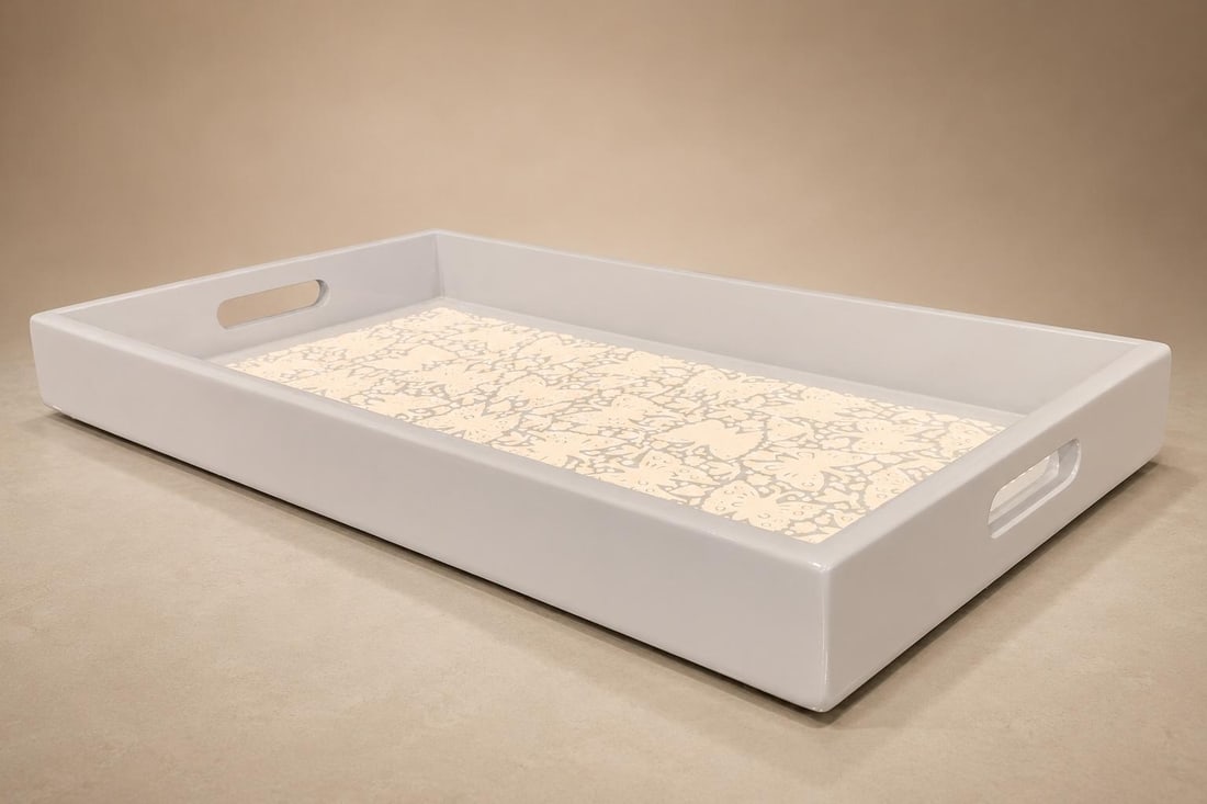 Large "Butterflies" Decorative Tray, Lacquered Wood, Ensamble Artesano, 2024 - 15