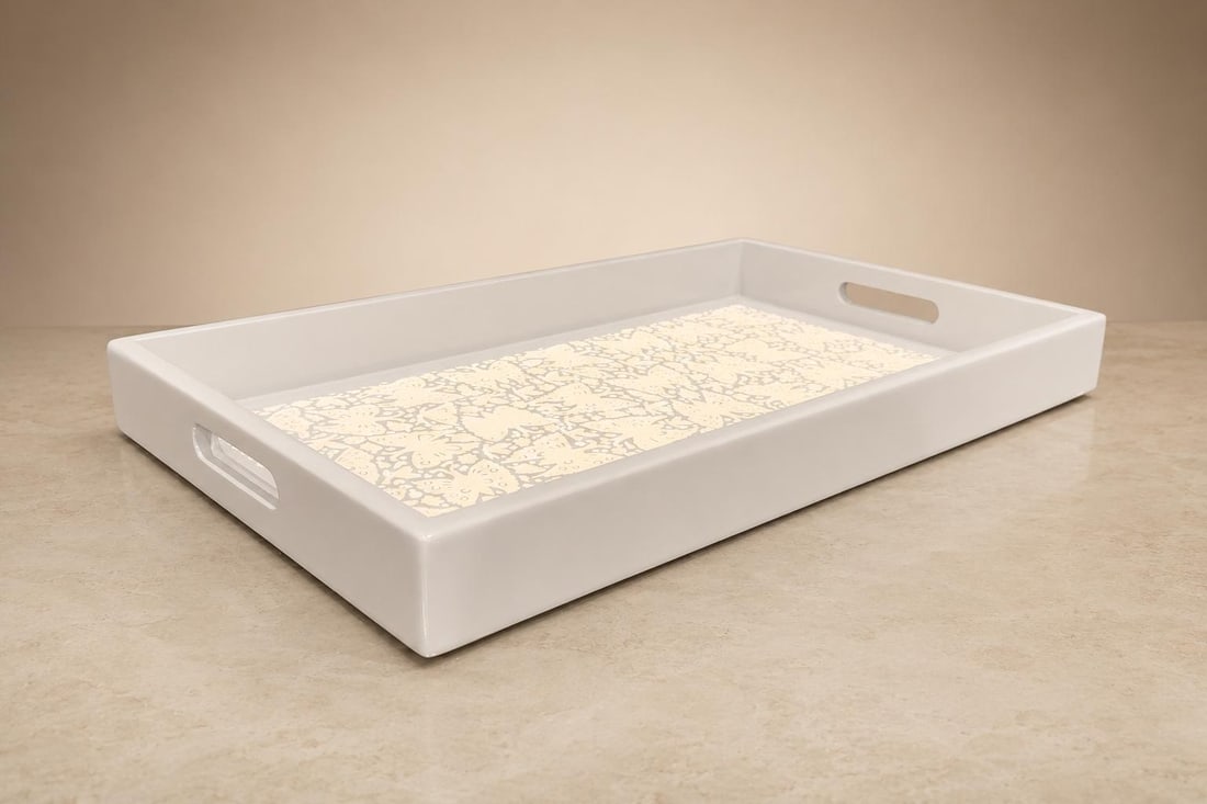 Large "Butterflies" Decorative Tray, Lacquered Wood, Ensamble Artesano, 2024 - 16