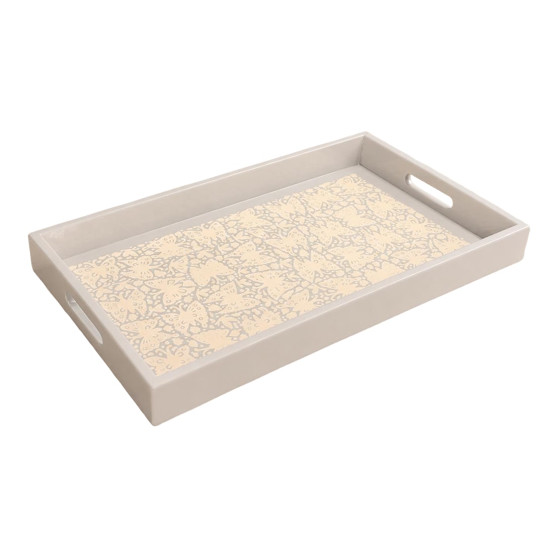 Large "Butterflies" Decorative Tray, Lacquered Wood, Ensamble Artesano, 2024: Executed in the historic maque lacquer tradition of Olinalá, Guerrero, Mexico, this rectangular tray reflects a lineage of Mexican decorative arts distinguished by discipline, patience, and mater